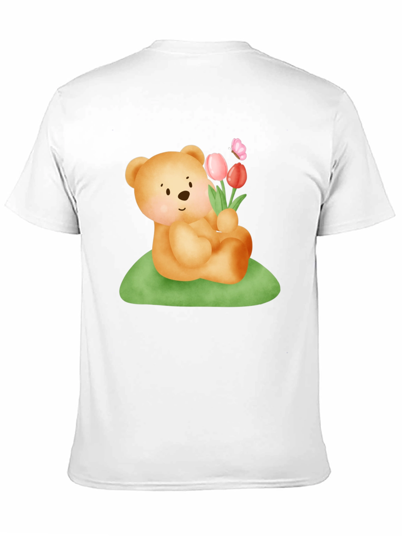 Cute Bear & Flowers Graphic T-Shirt