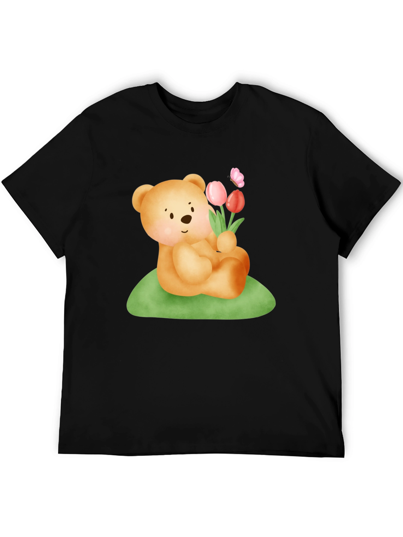 Cute Bear & Flowers Graphic T-Shirt