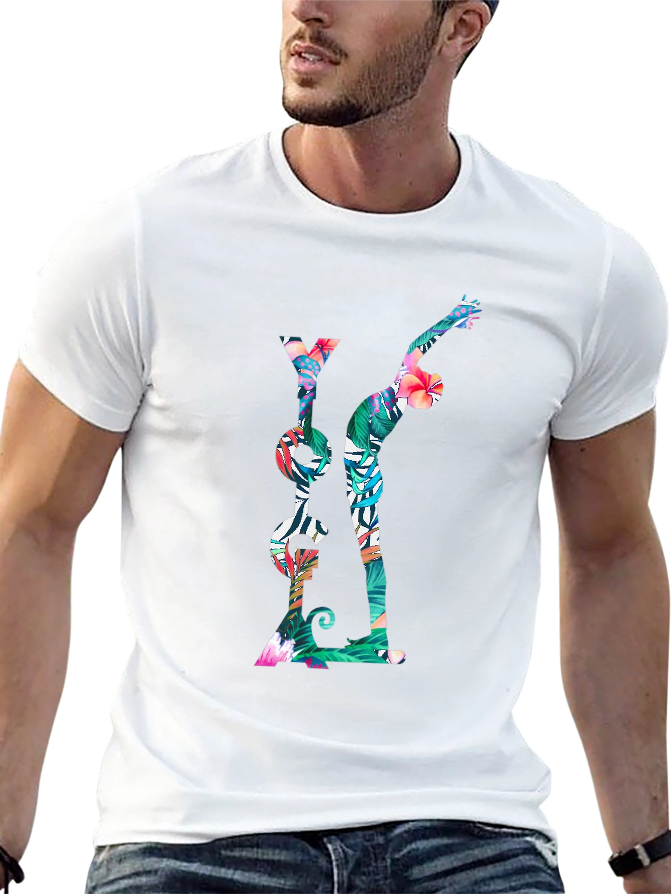 Floral Yoga T-Shirt - Mens Black Tee