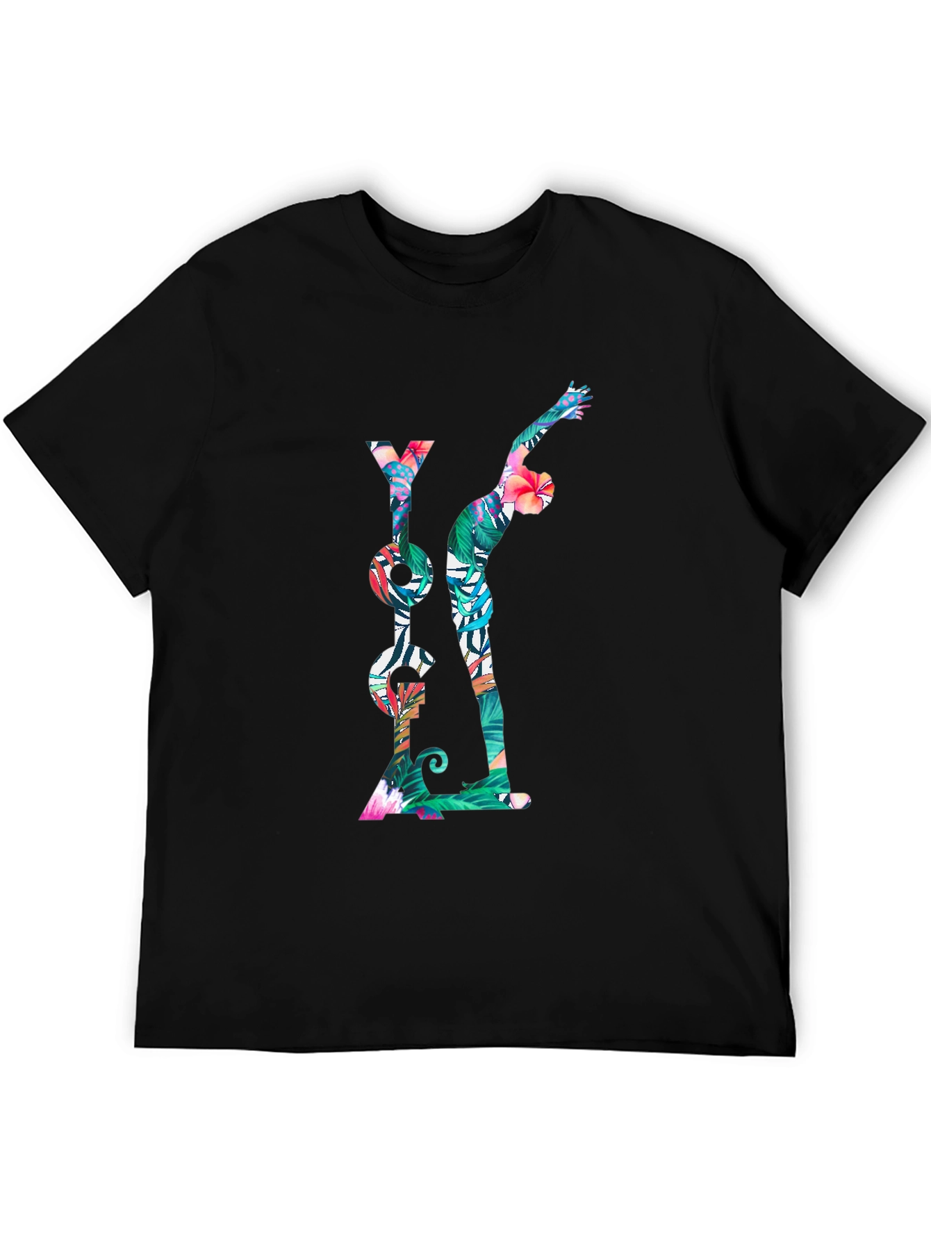 Floral Yoga T-Shirt - Mens Black Tee