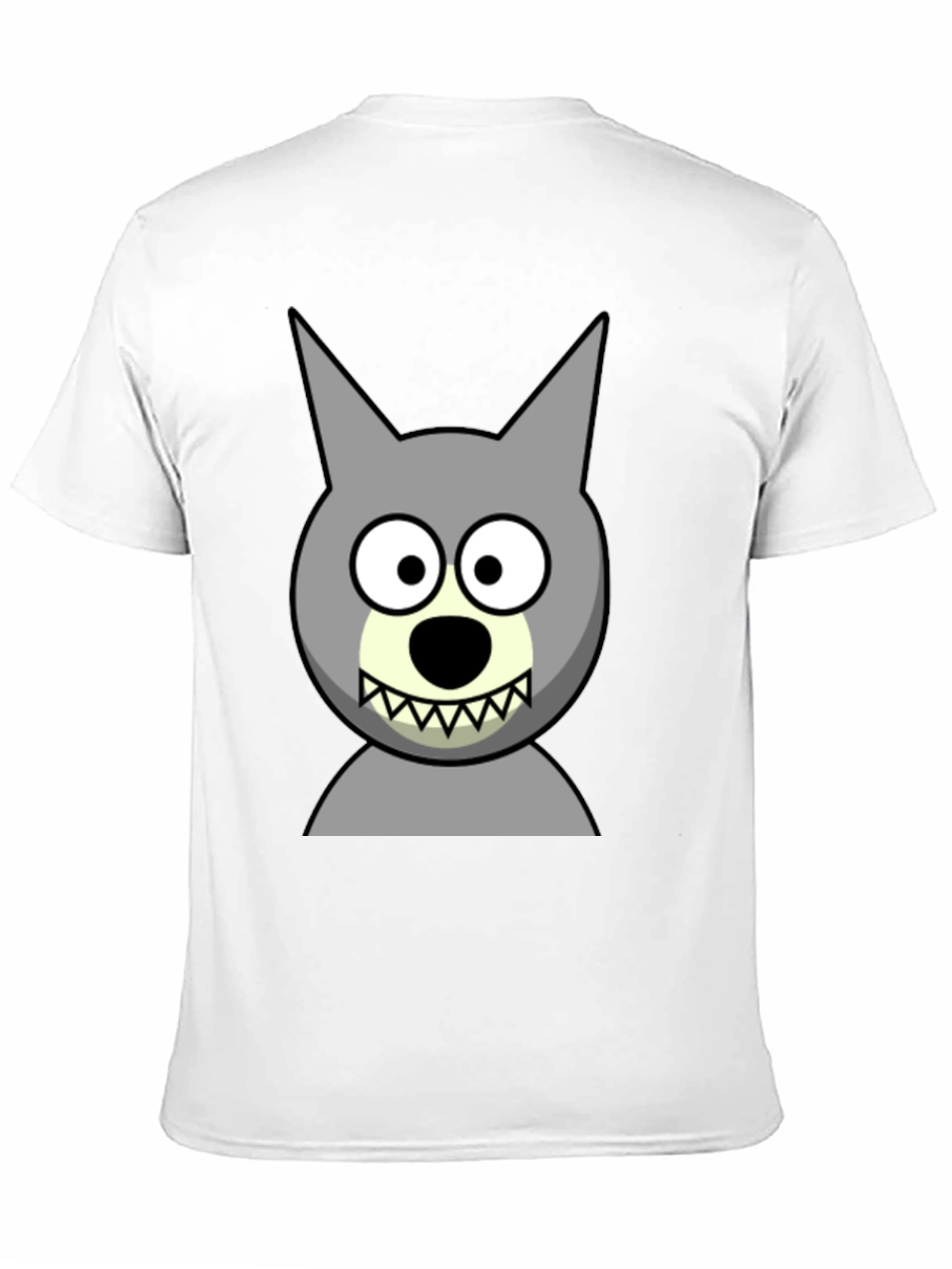Cartoon Wolf Graphic Tee - Black Cotton Blend
