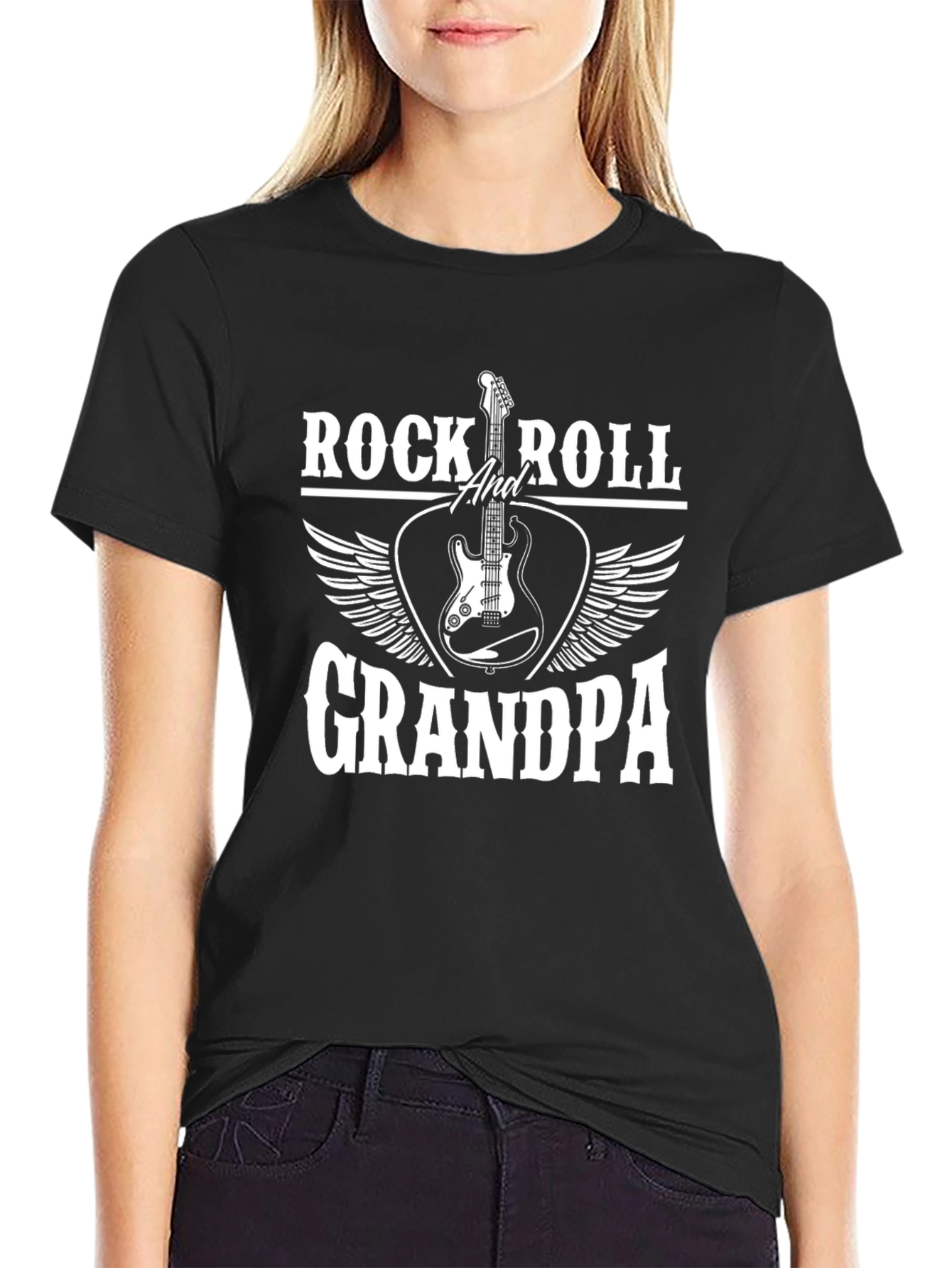 Rock and Roll Grandpa Graphic Tee - Black
