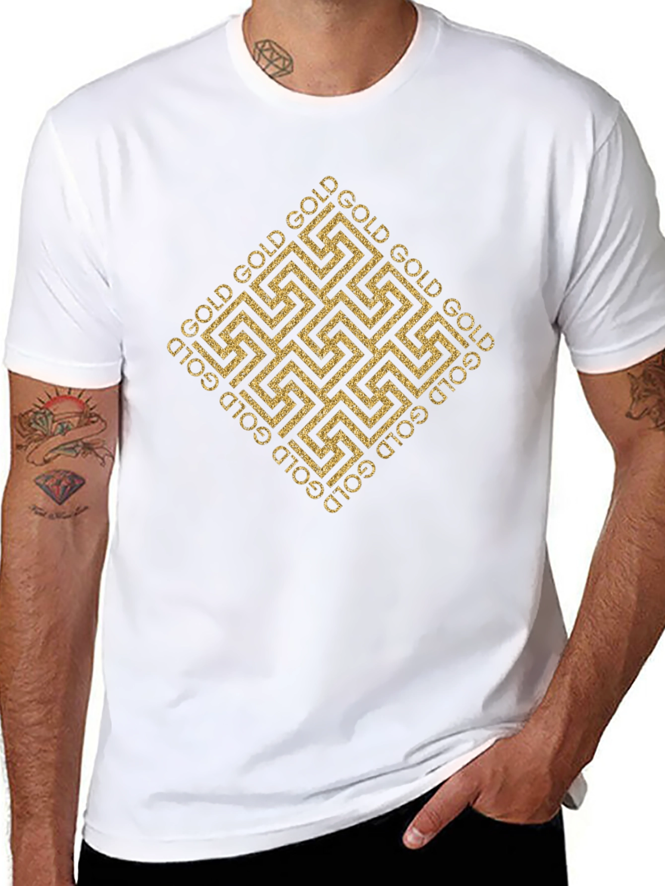 Gold Geometric Pattern T-Shirt