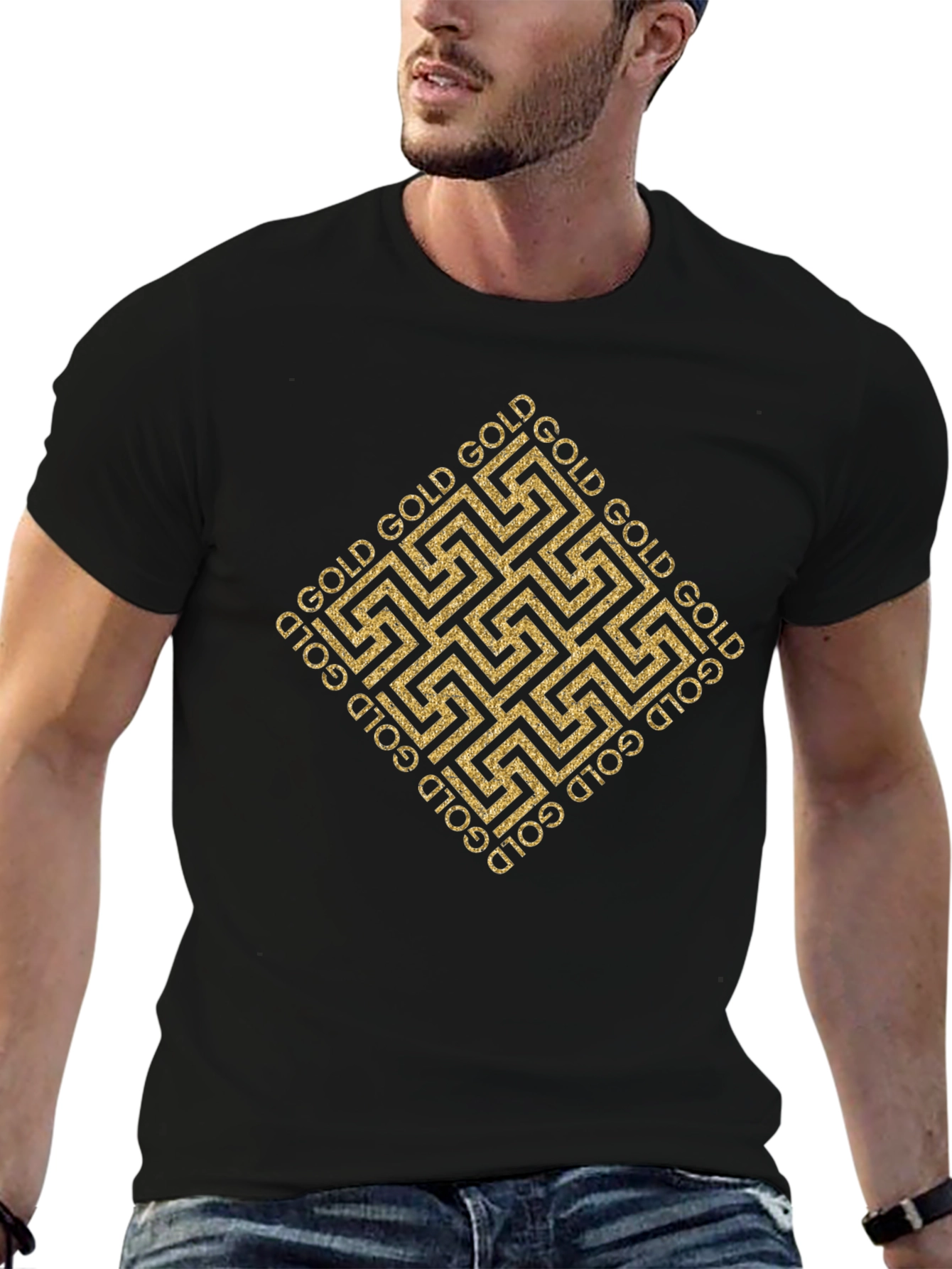 Gold Geometric Pattern T-Shirt