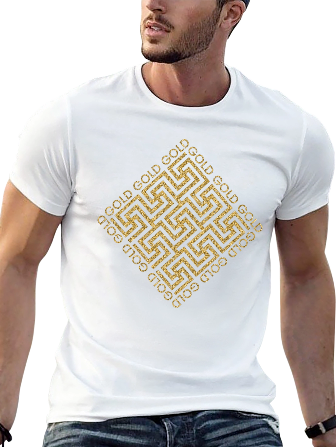 Gold Geometric Pattern T-Shirt