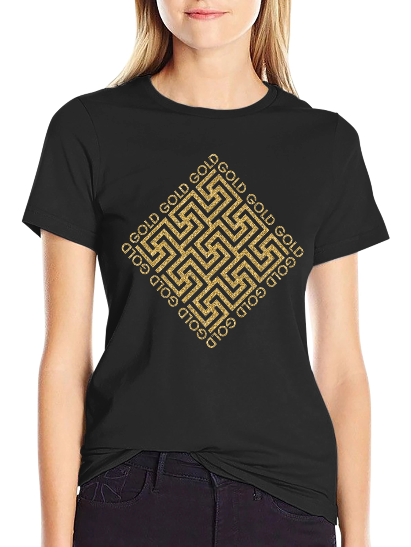 Gold Geometric Pattern T-Shirt