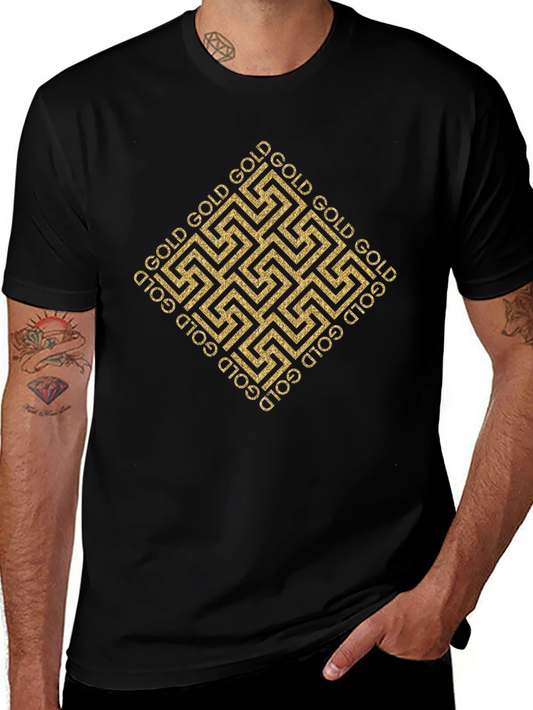 Gold Geometric Pattern T-Shirt