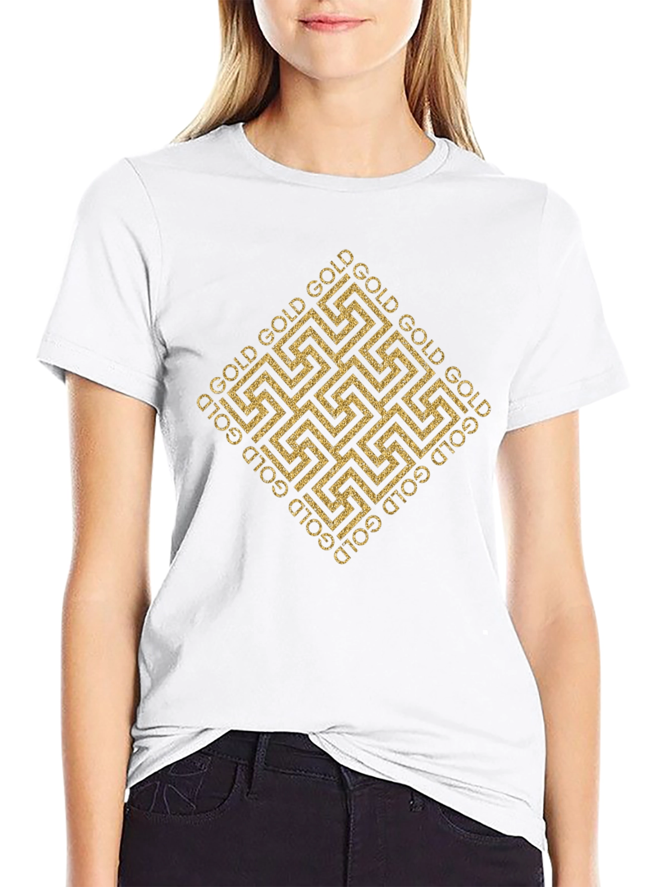 Gold Geometric Pattern T-Shirt