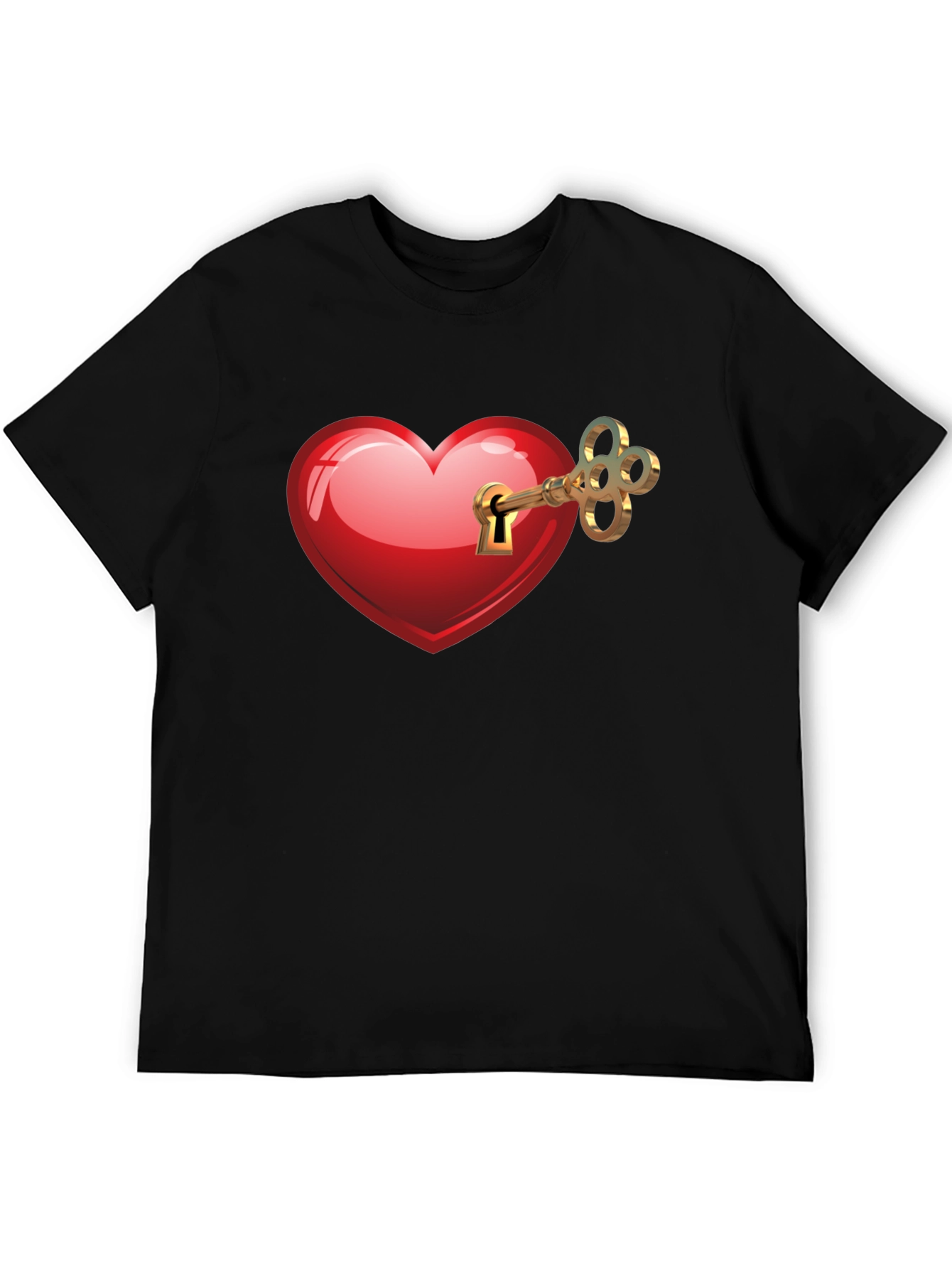 Heart & Key Graphic Black T-Shirt