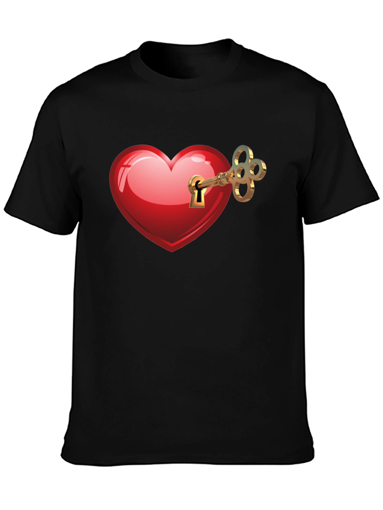 Heart & Key Graphic Black T-Shirt