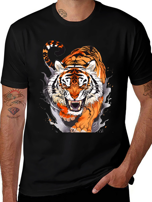 Fierce Tiger Graphic Print Black T-Shirt