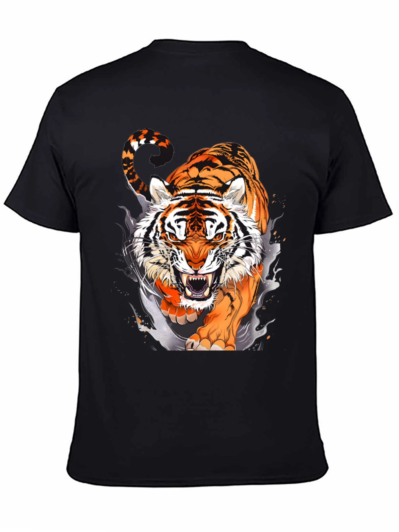 Fierce Tiger Graphic Print Black T-Shirt