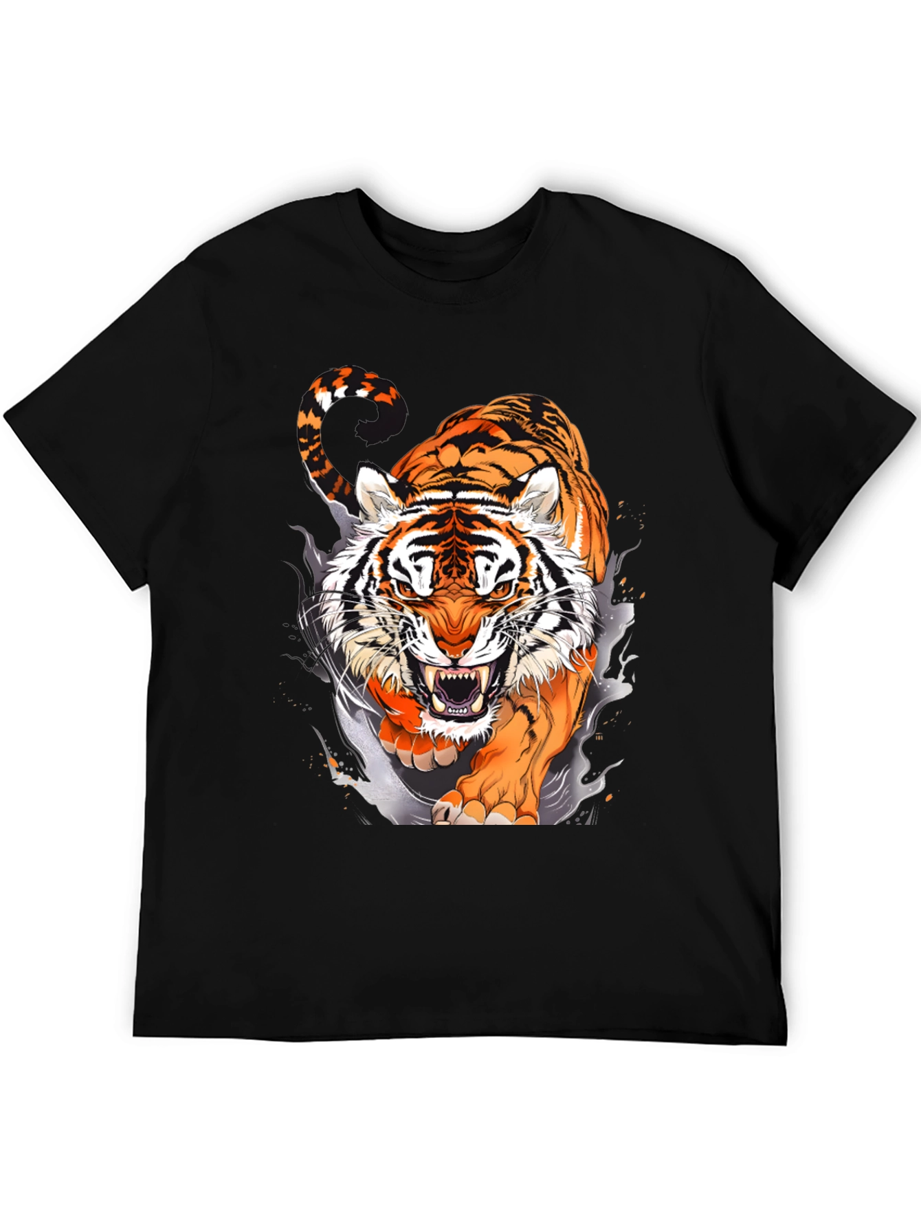 Fierce Tiger Graphic Print Black T-Shirt