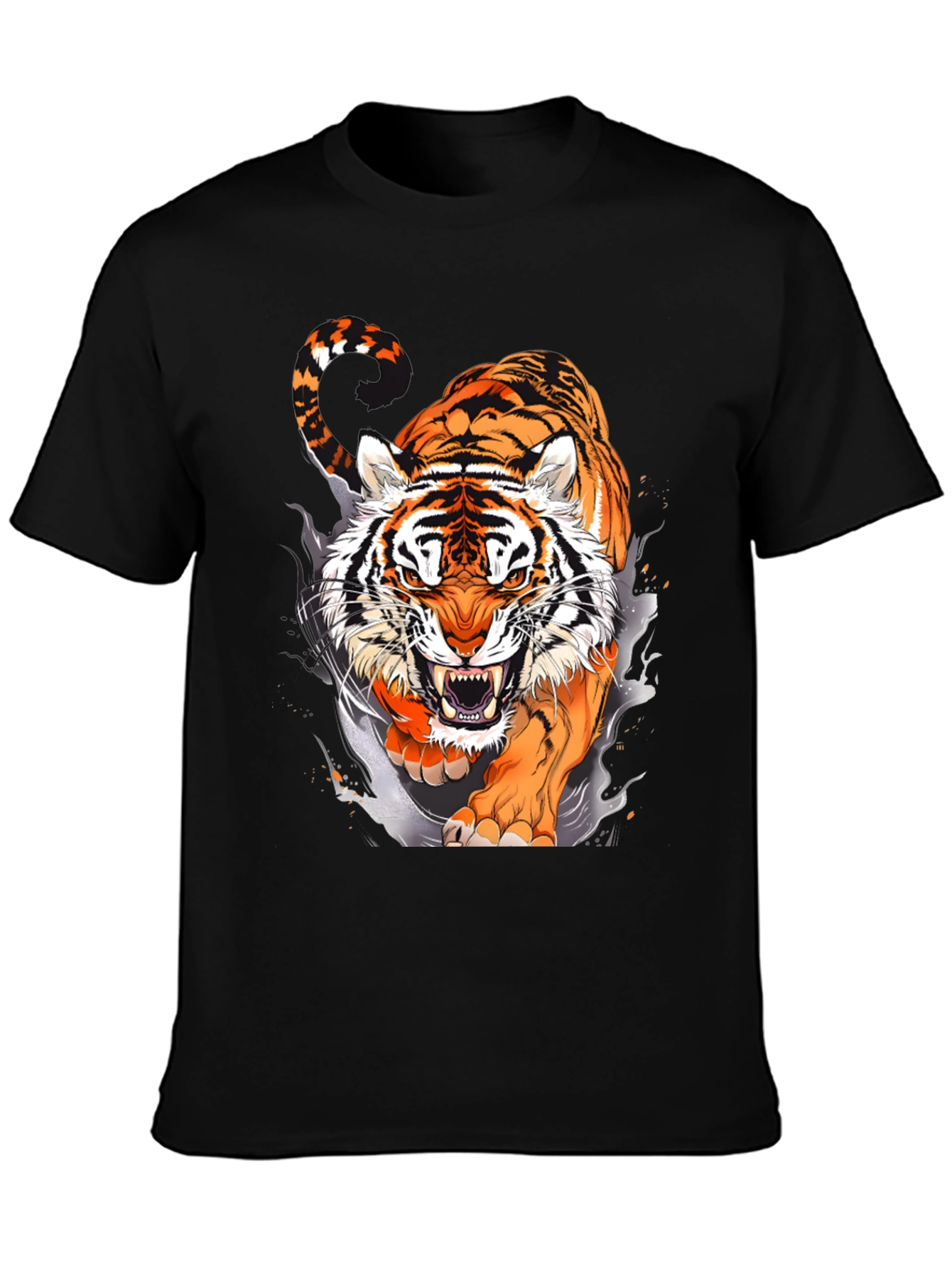 Fierce Tiger Graphic Print Black T-Shirt