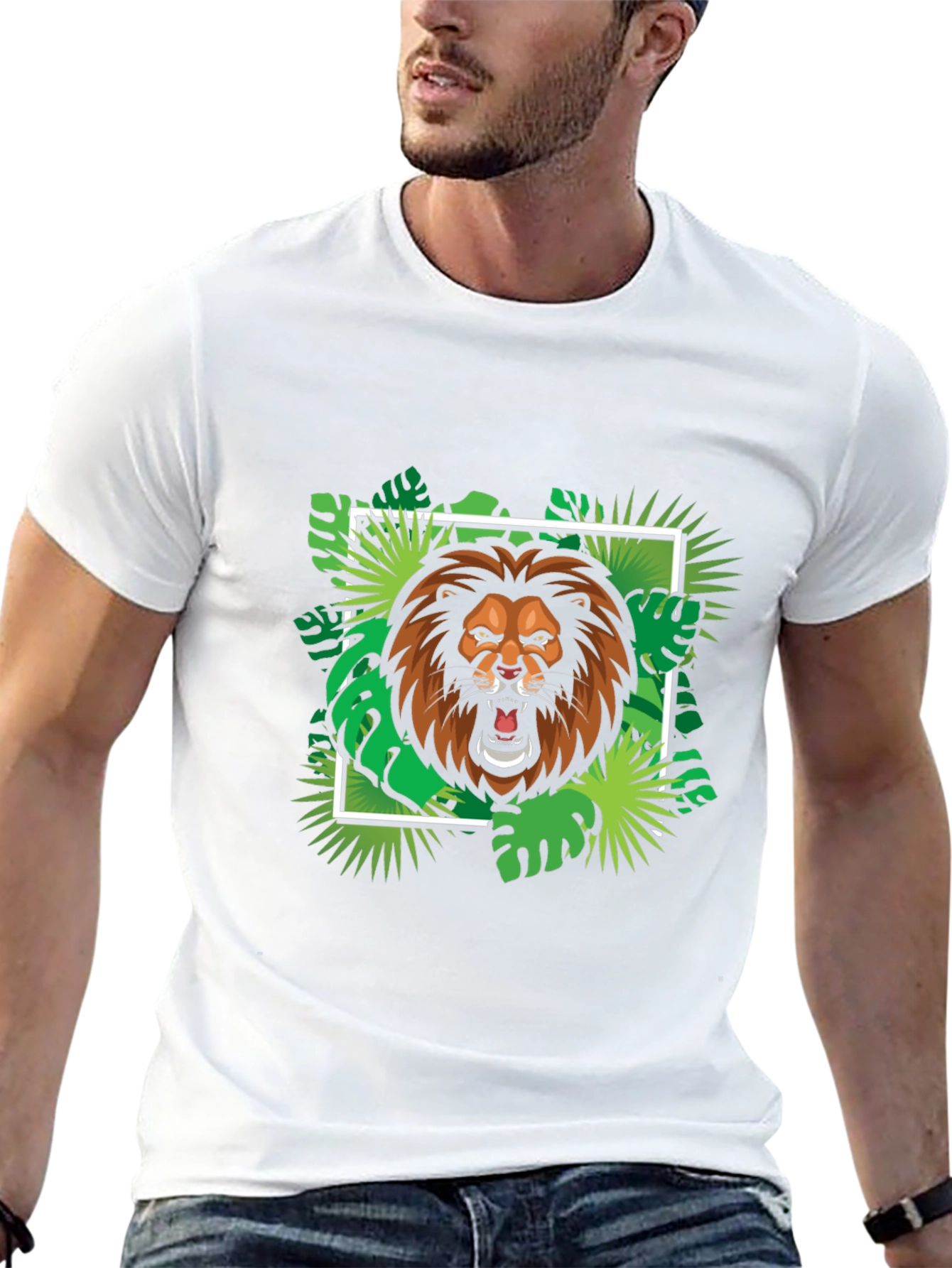 Lion Jungle Graphic Black T-Shirt