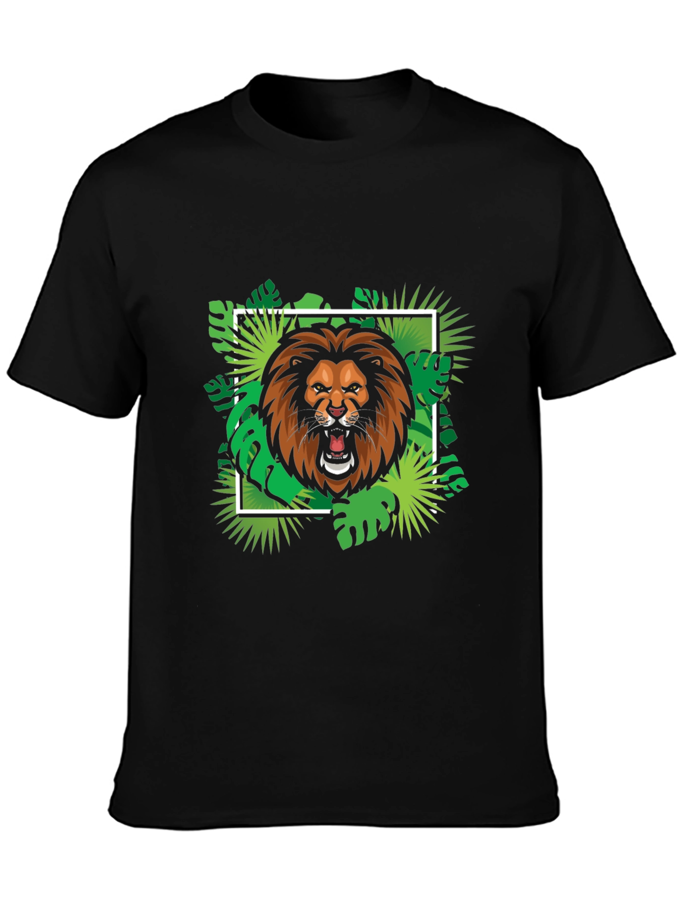 Lion Jungle Graphic Black T-Shirt