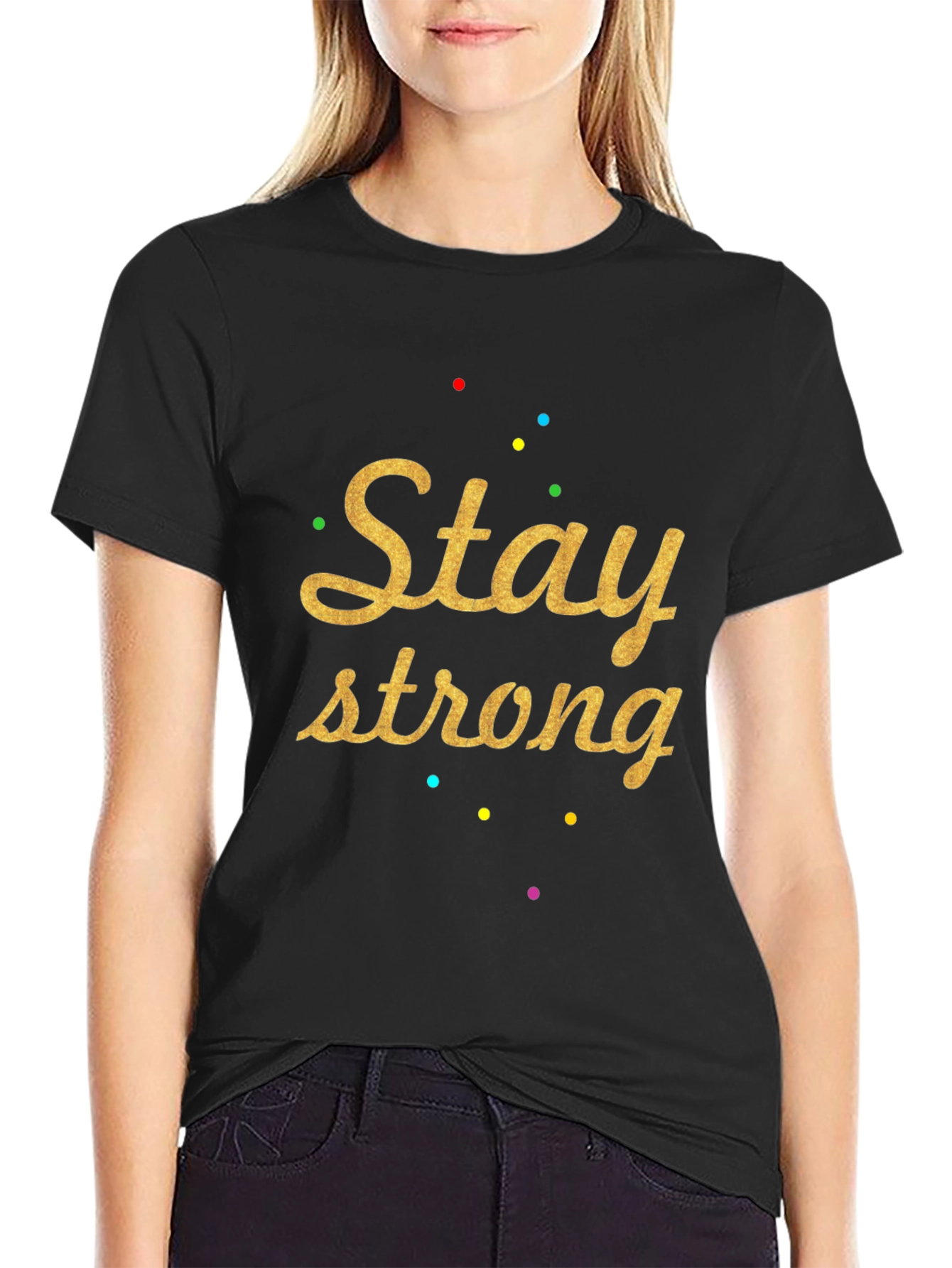 Stay Strong Graphic Tee - Trendy Black T-Shirt