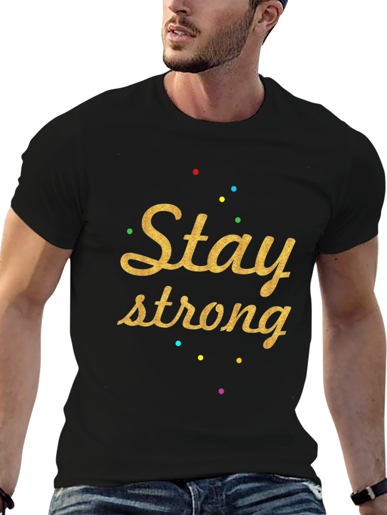 Stay Strong Graphic Tee - Trendy Black T-Shirt