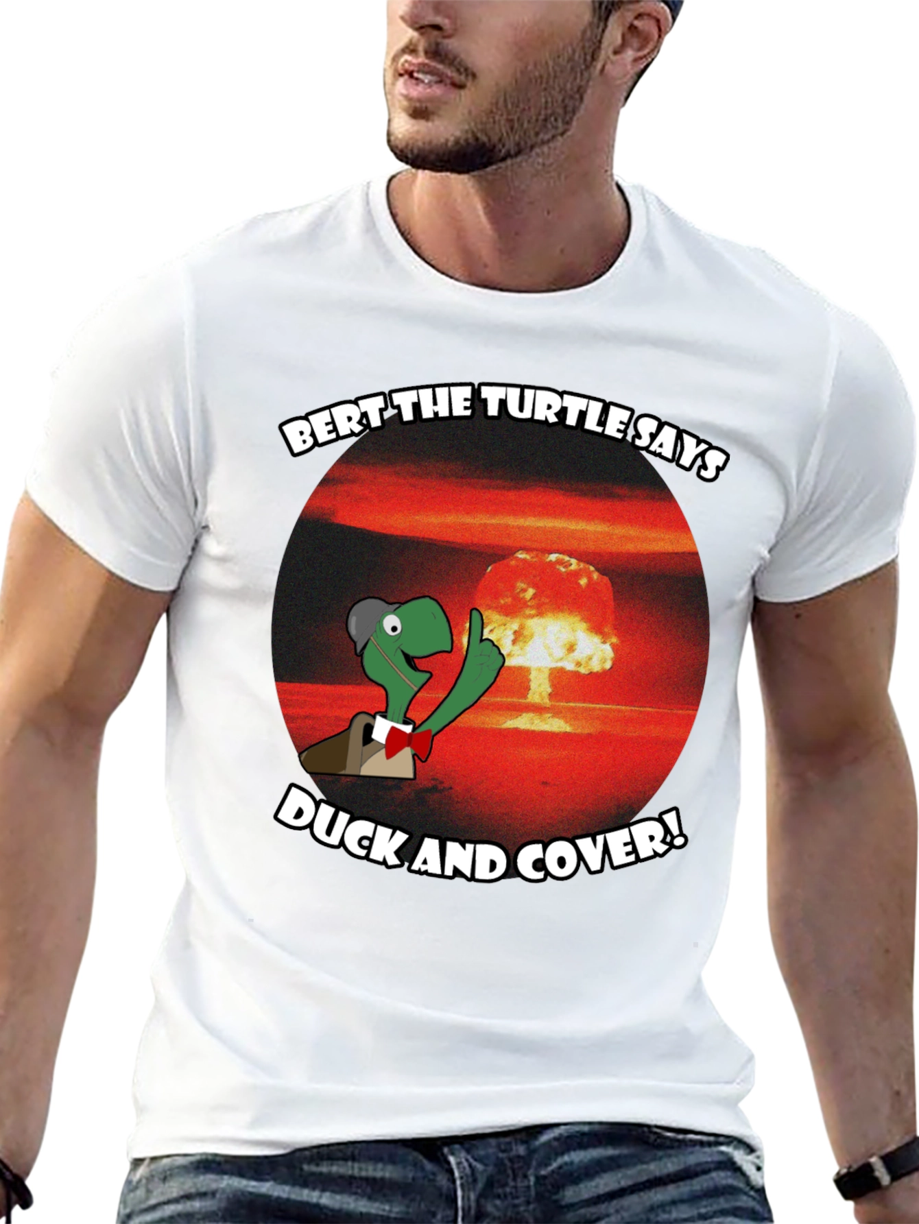 Bert the Turtle Duck and Cover Graphic Tee