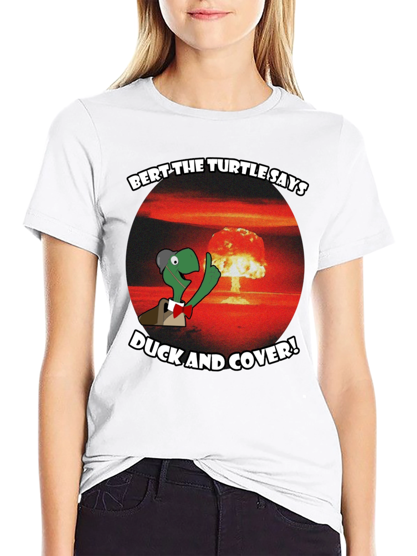 Bert the Turtle Duck and Cover Graphic Tee