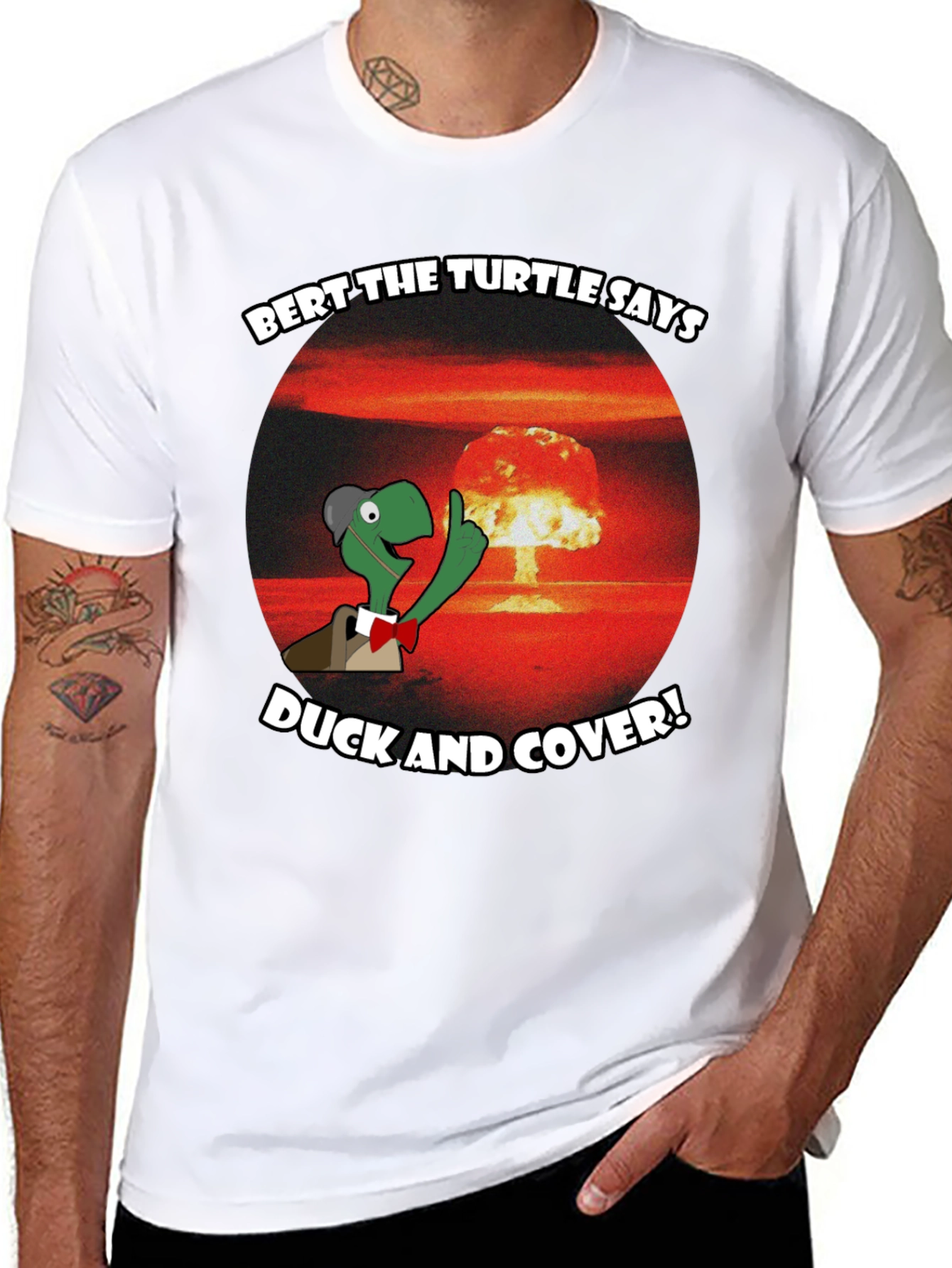 Bert the Turtle Duck and Cover Graphic Tee