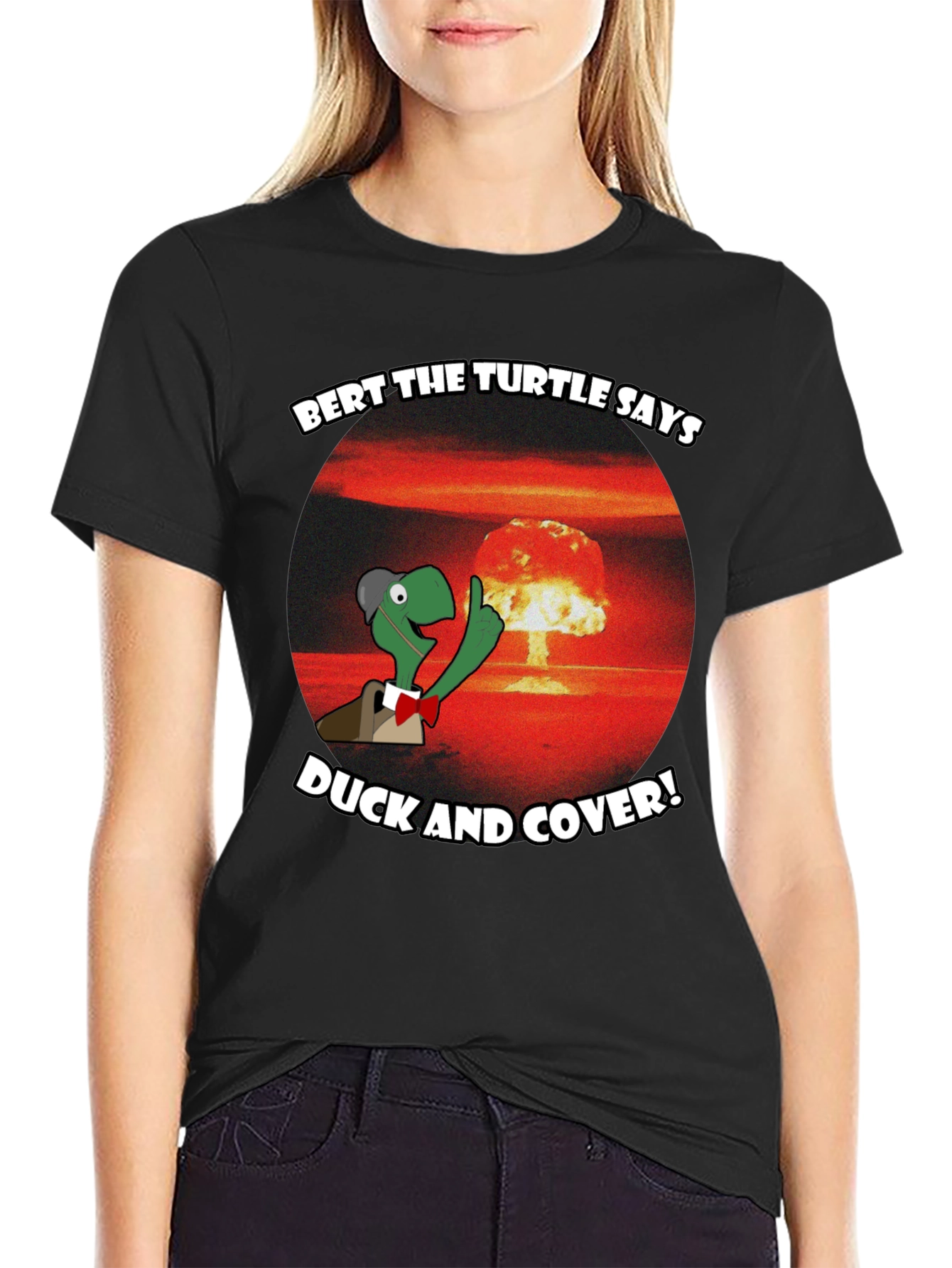Bert the Turtle Duck and Cover Graphic Tee