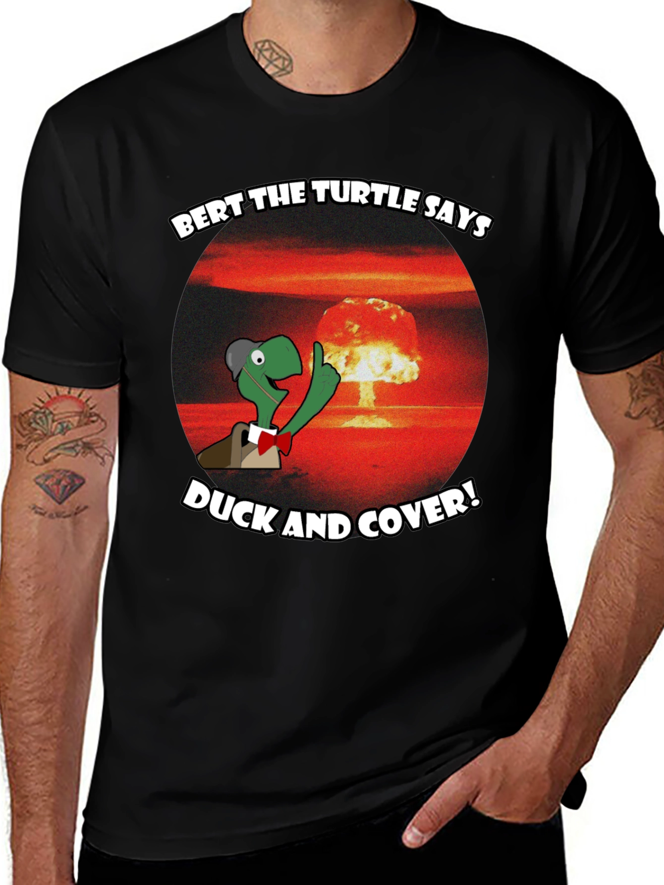 Bert the Turtle Duck and Cover Graphic Tee