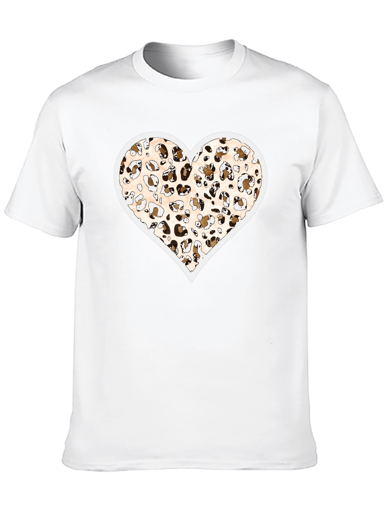 Leopard Print Heart Graphic Black Tee Shirt