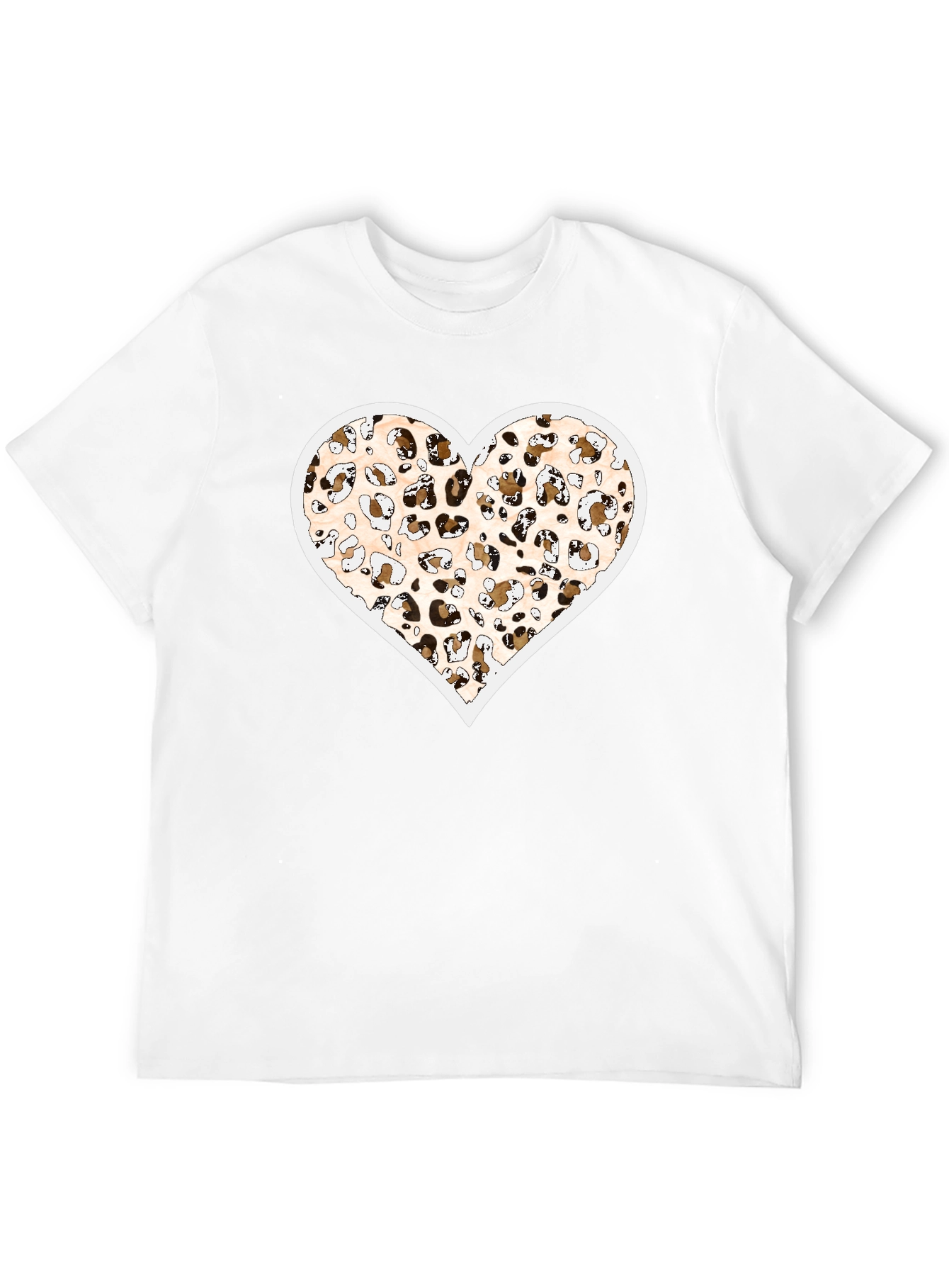 Leopard Print Heart Graphic Black Tee Shirt