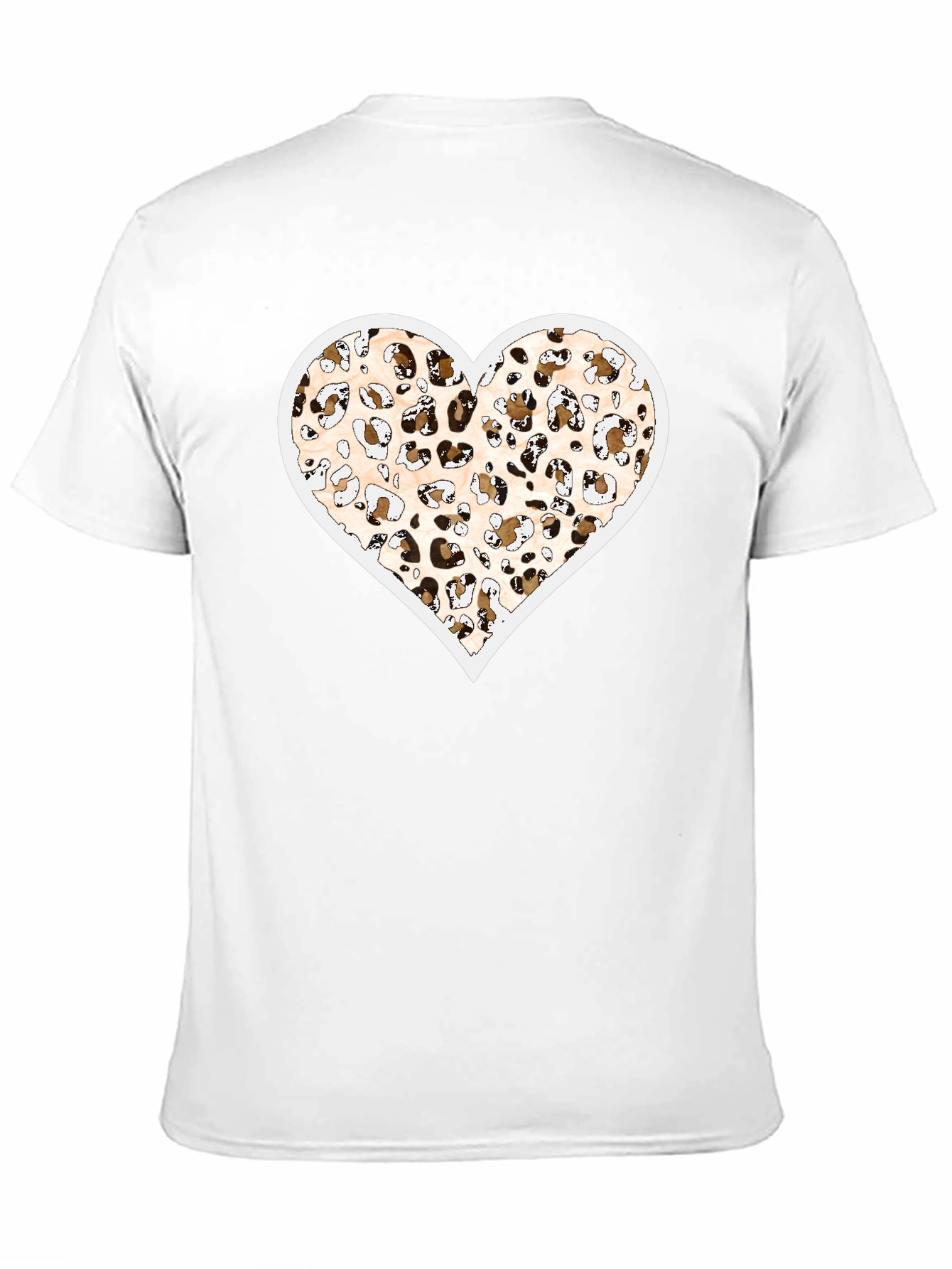 Leopard Print Heart Graphic Black Tee Shirt