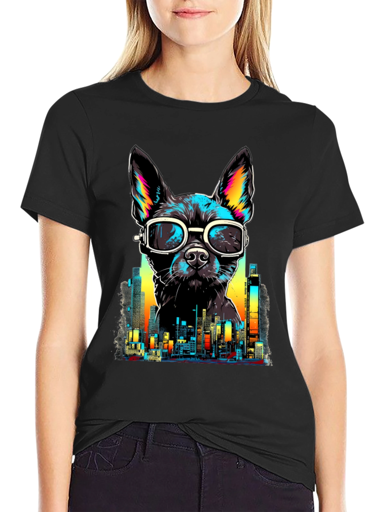Cool Dog Cityscape T-Shirt