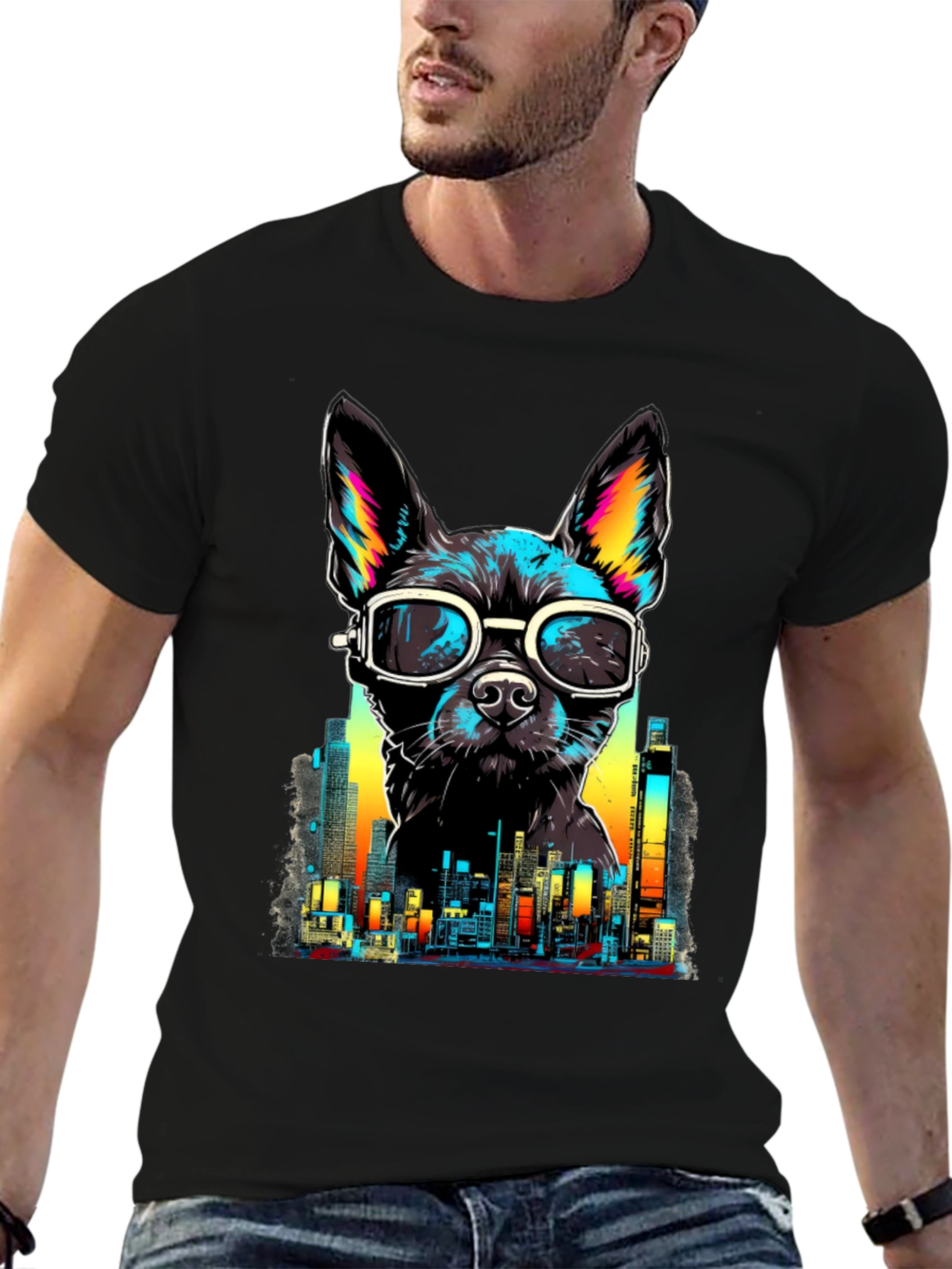 Cool Dog Cityscape T-Shirt