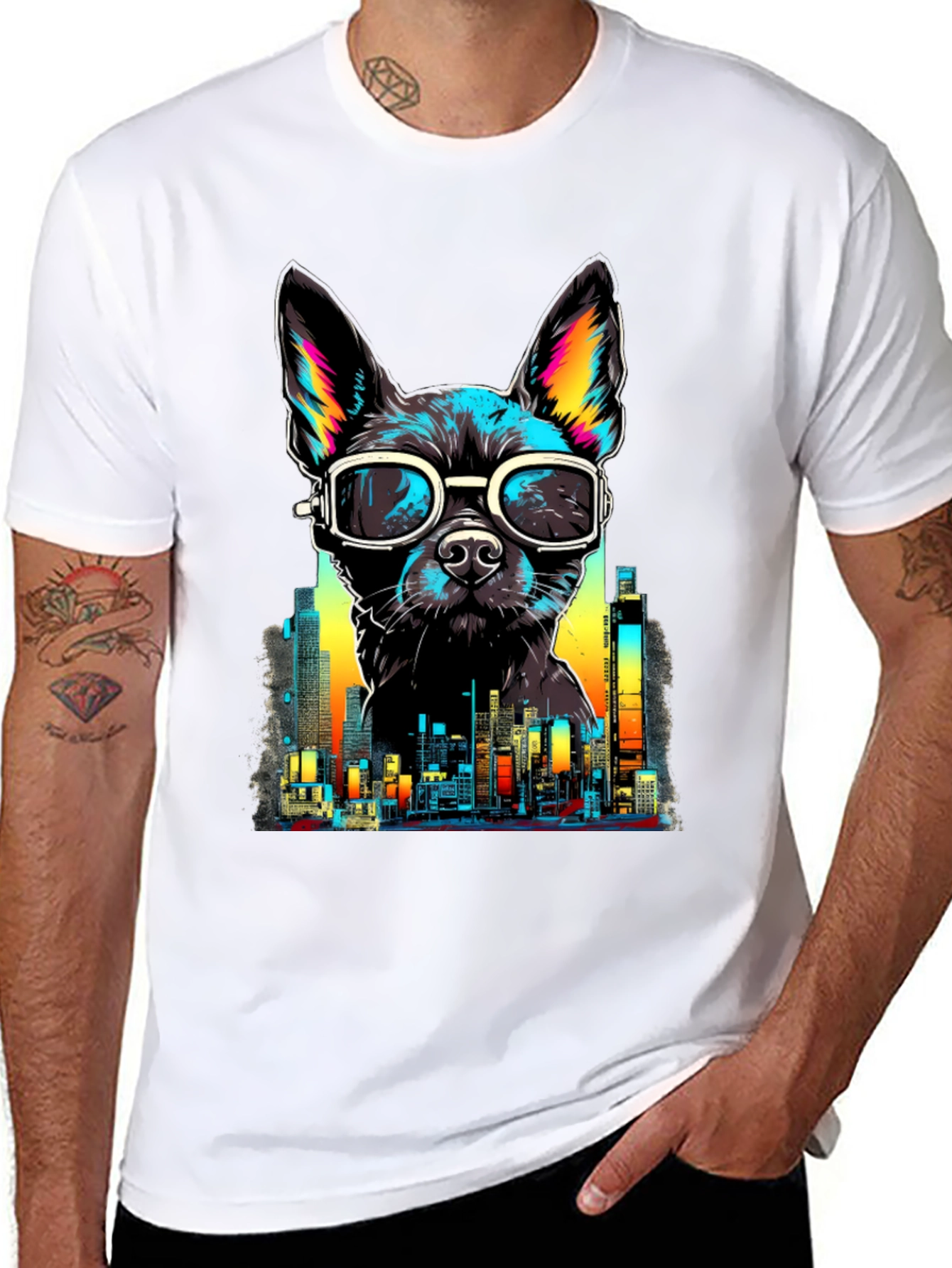 Cool Dog Cityscape T-Shirt