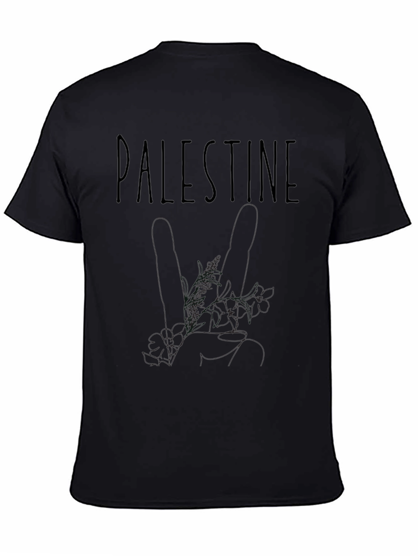 Palestine Floral Graphic Black T-Shirt