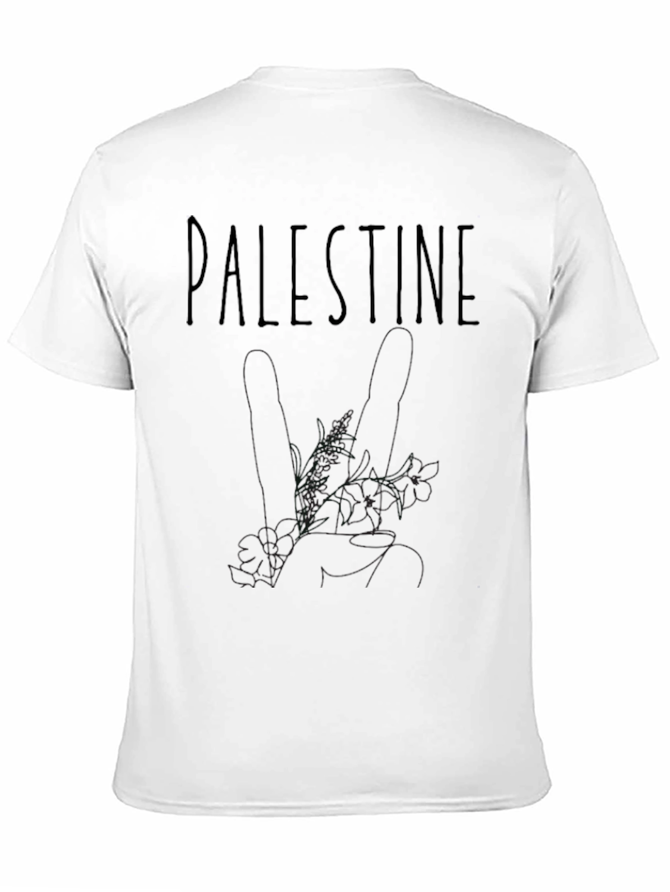 Palestine Floral Graphic Black T-Shirt