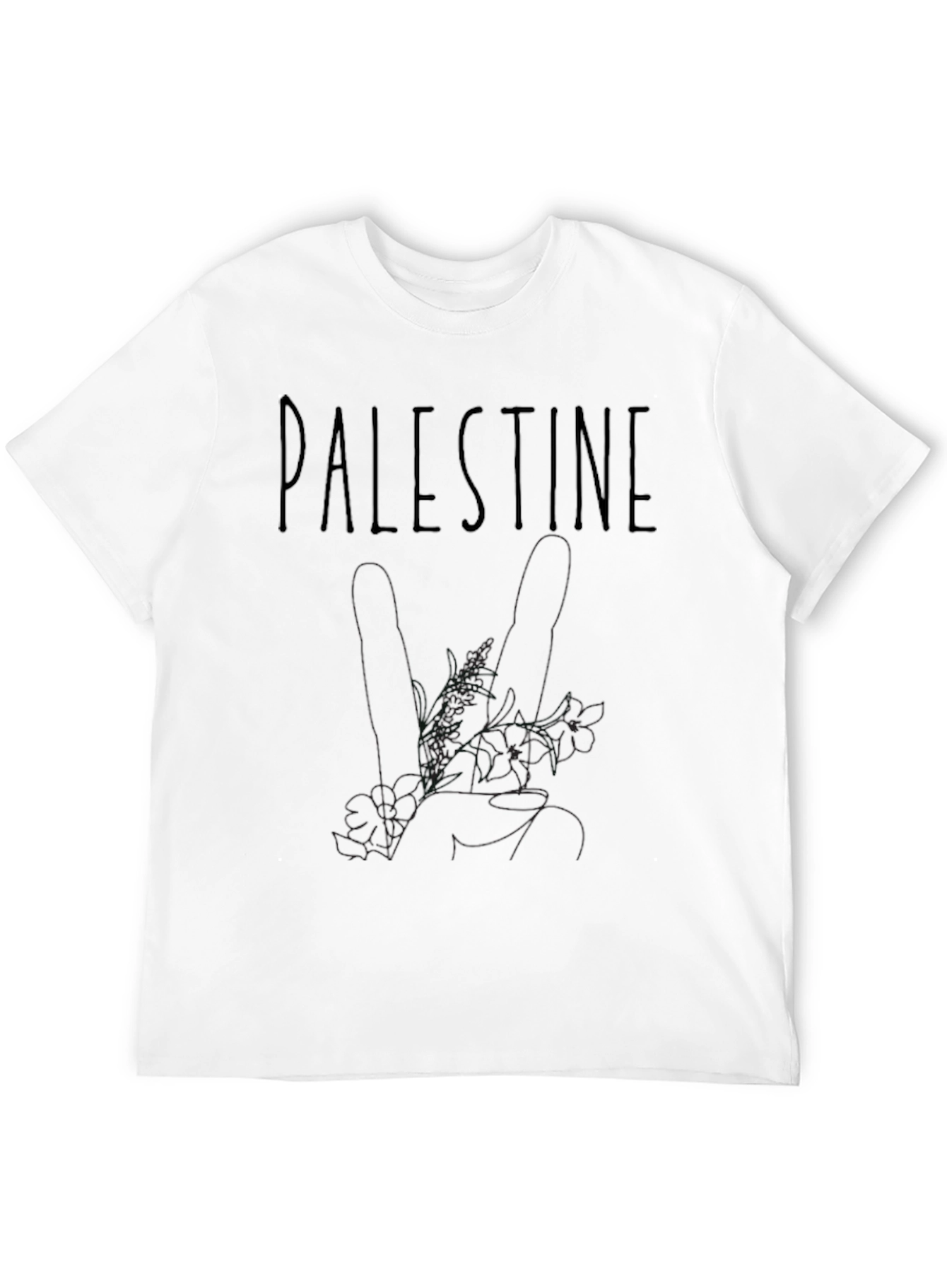 Palestine Floral Graphic Black T-Shirt