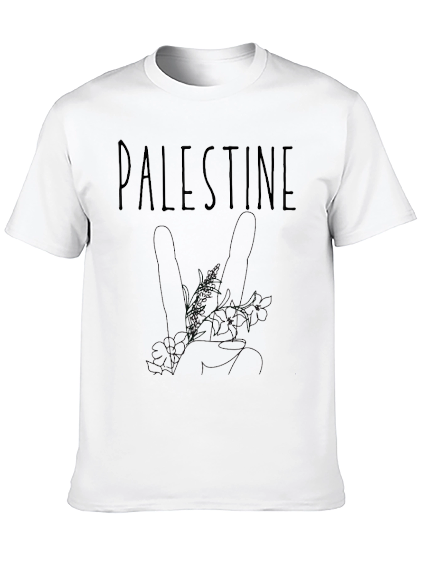Palestine Floral Graphic Black T-Shirt