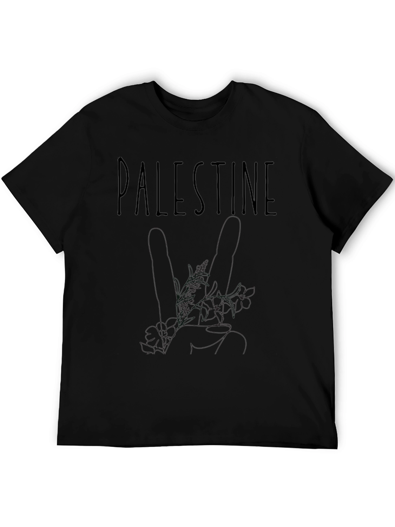 Palestine Floral Graphic Black T-Shirt