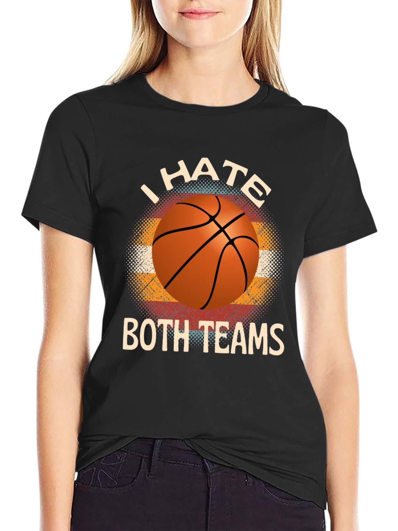 I Hate Both Teams Basketball Graphic T-Shirt