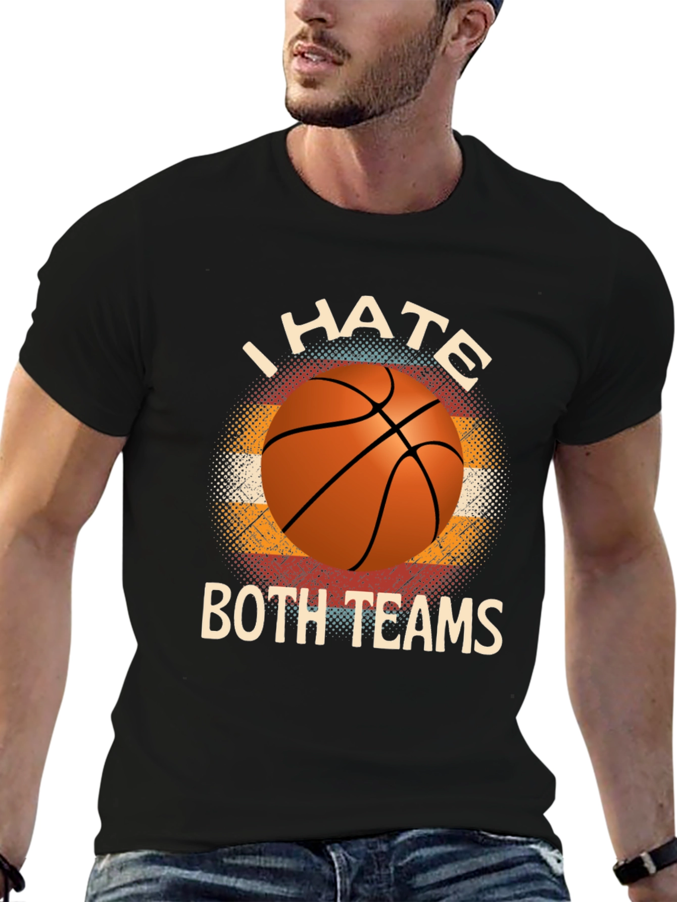 I Hate Both Teams Basketball Graphic T-Shirt