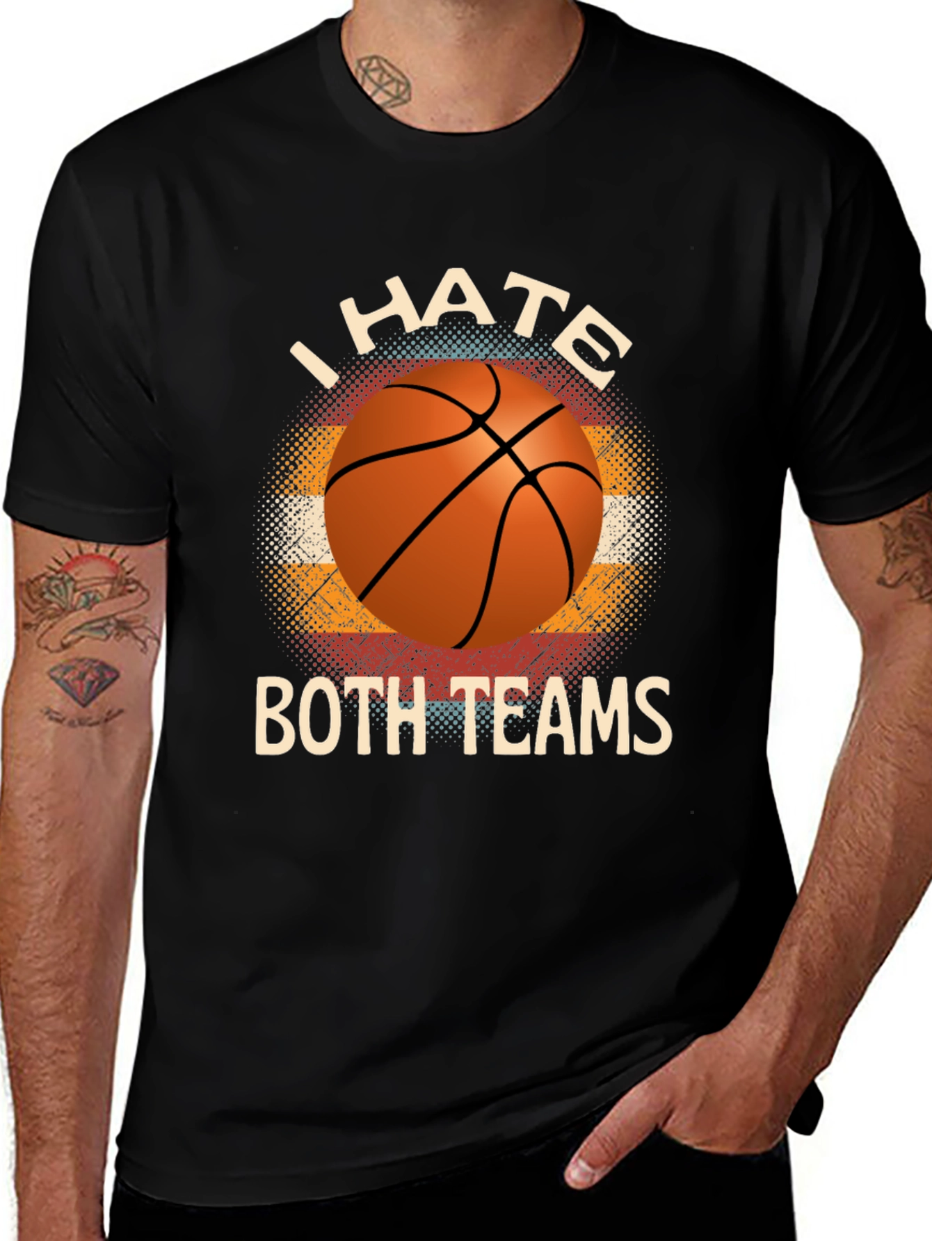 I Hate Both Teams Basketball Graphic T-Shirt