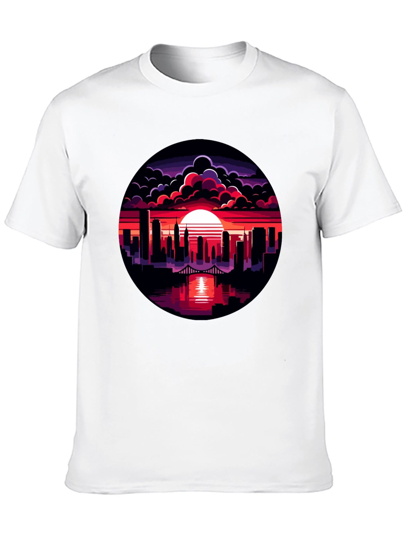 Sunset Cityscape Graphic Tee - Black