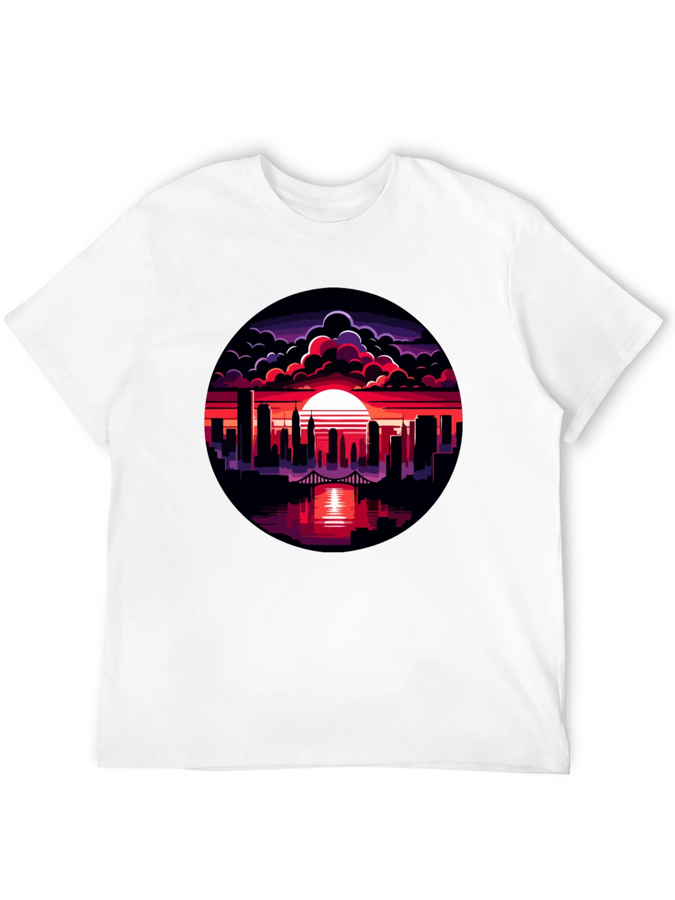 Sunset Cityscape Graphic Tee - Black