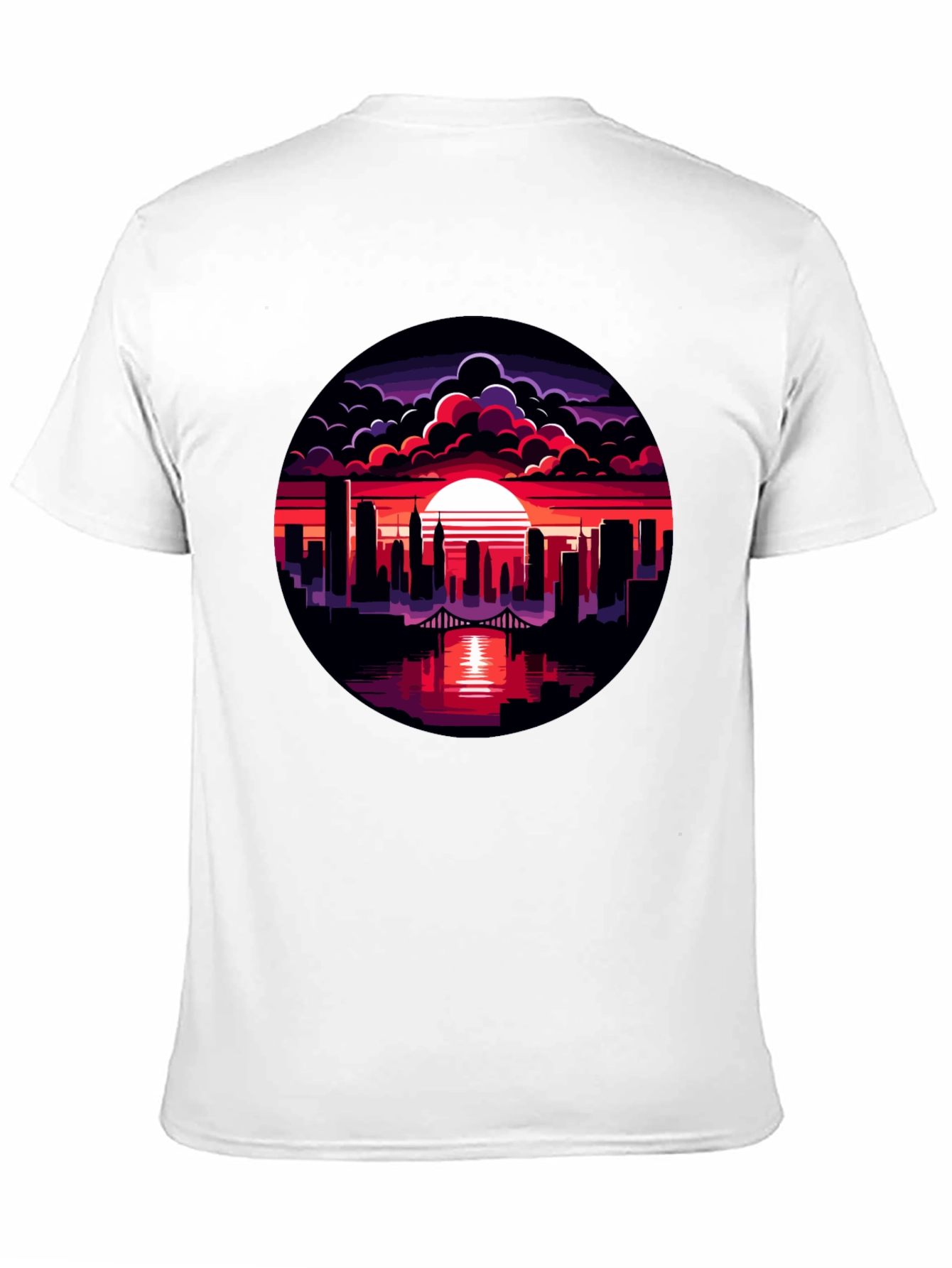 Sunset Cityscape Graphic Tee - Black