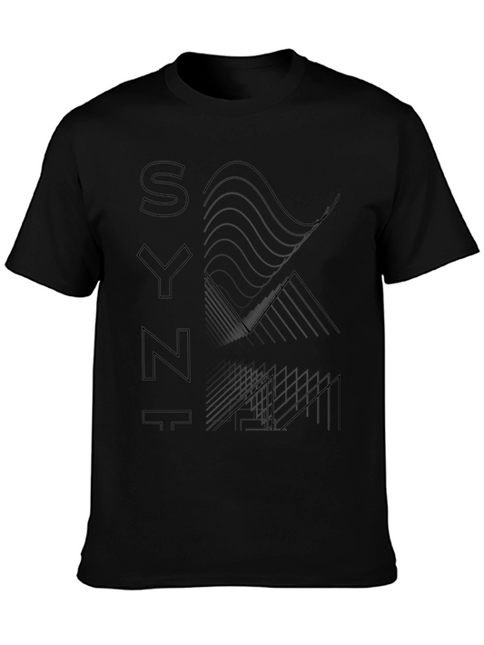 Abstract Synthwave Graphic Tee - Black