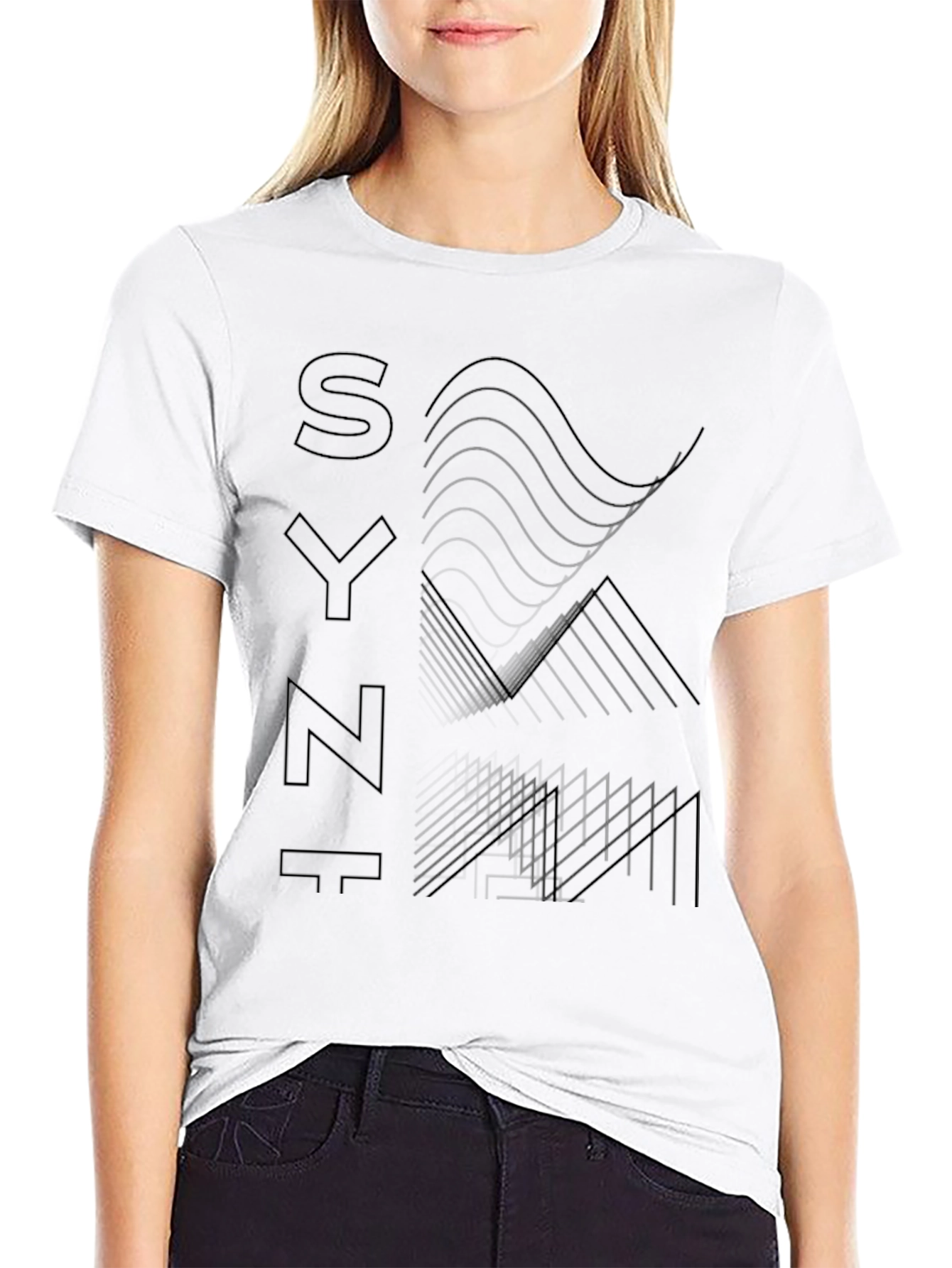 Abstract Synthwave Graphic Tee - Black