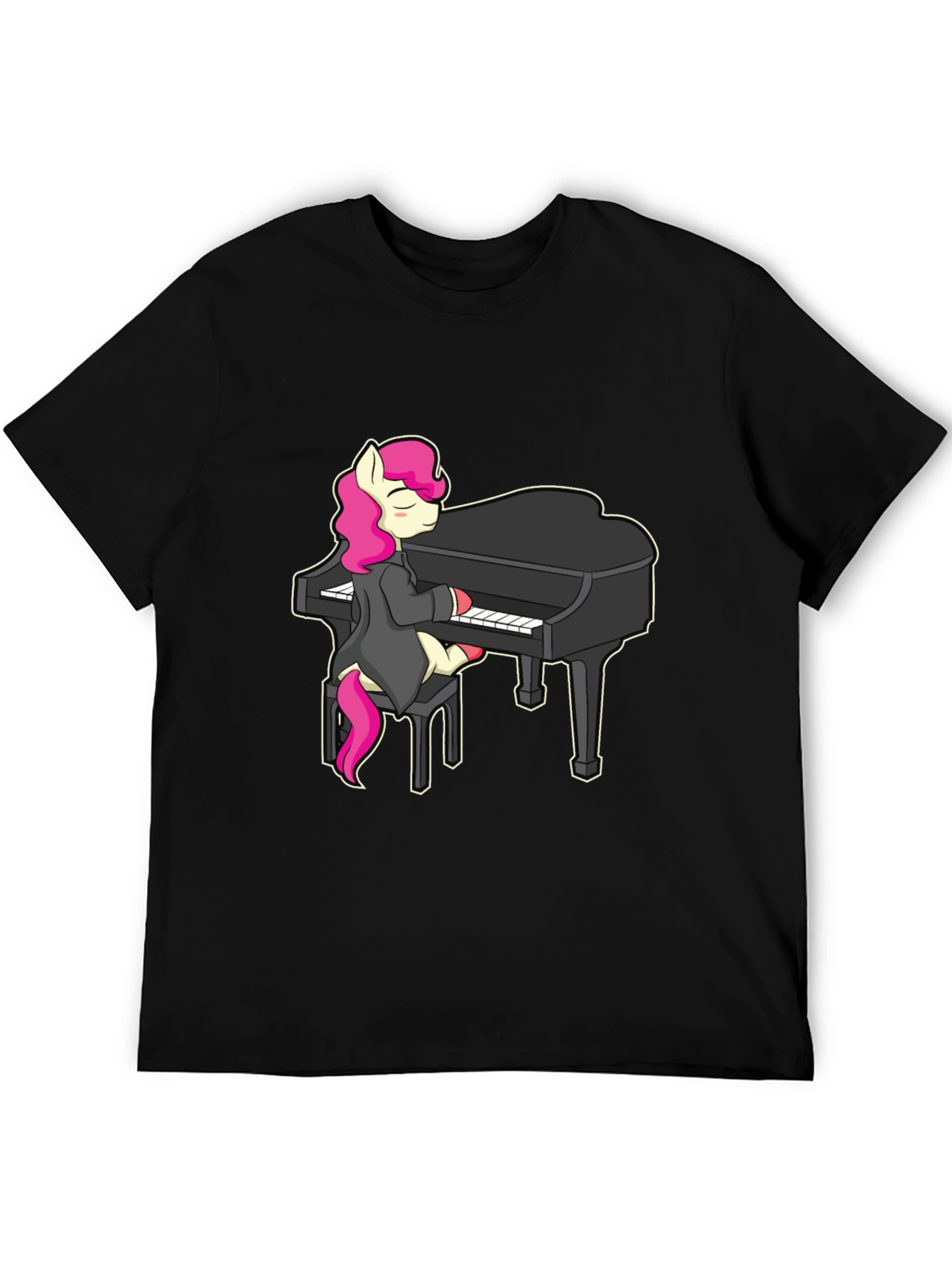 Pony Playing Piano T-Shirt - Cute Cartoon Design