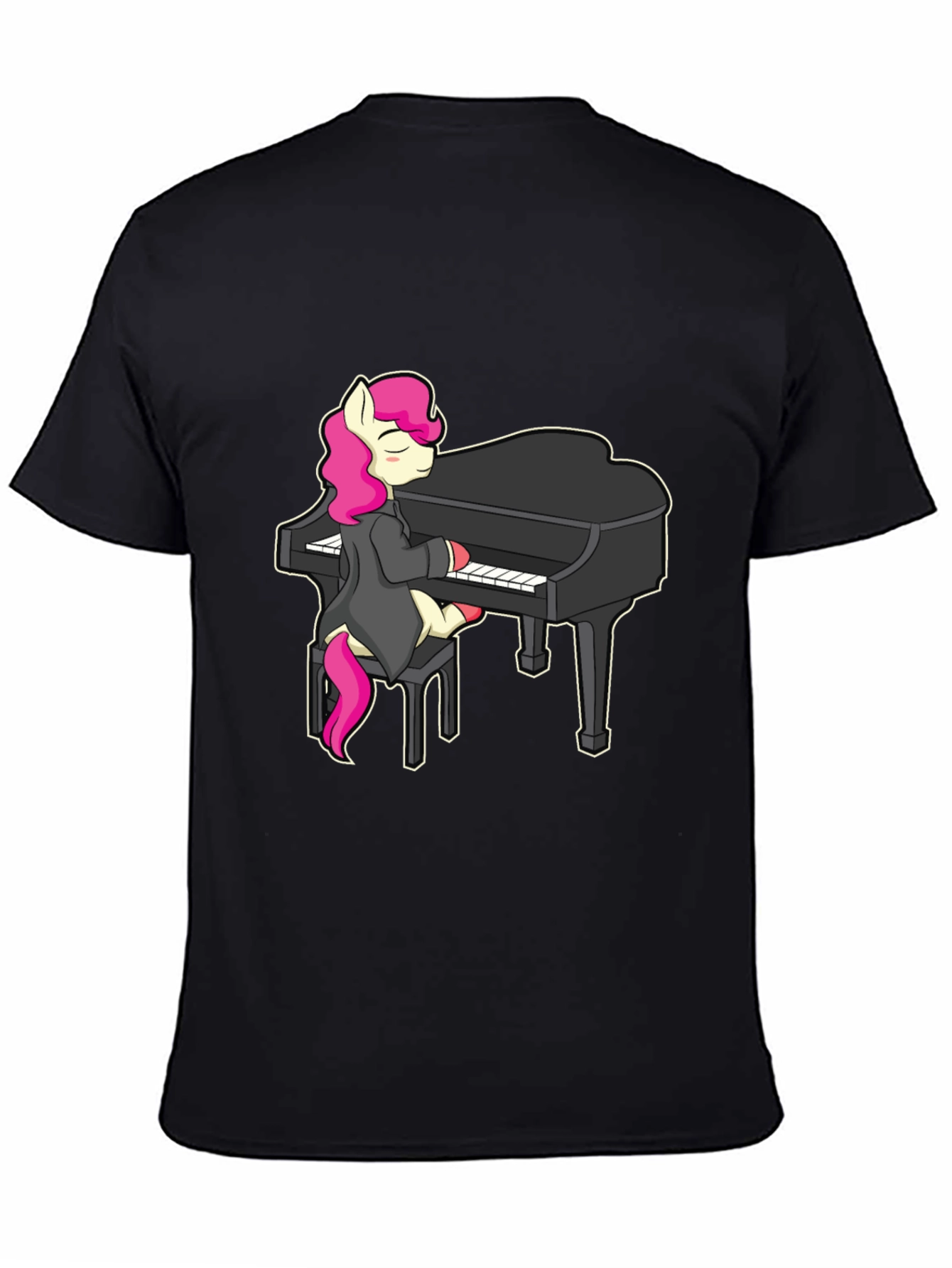 Pony Playing Piano T-Shirt - Cute Cartoon Design