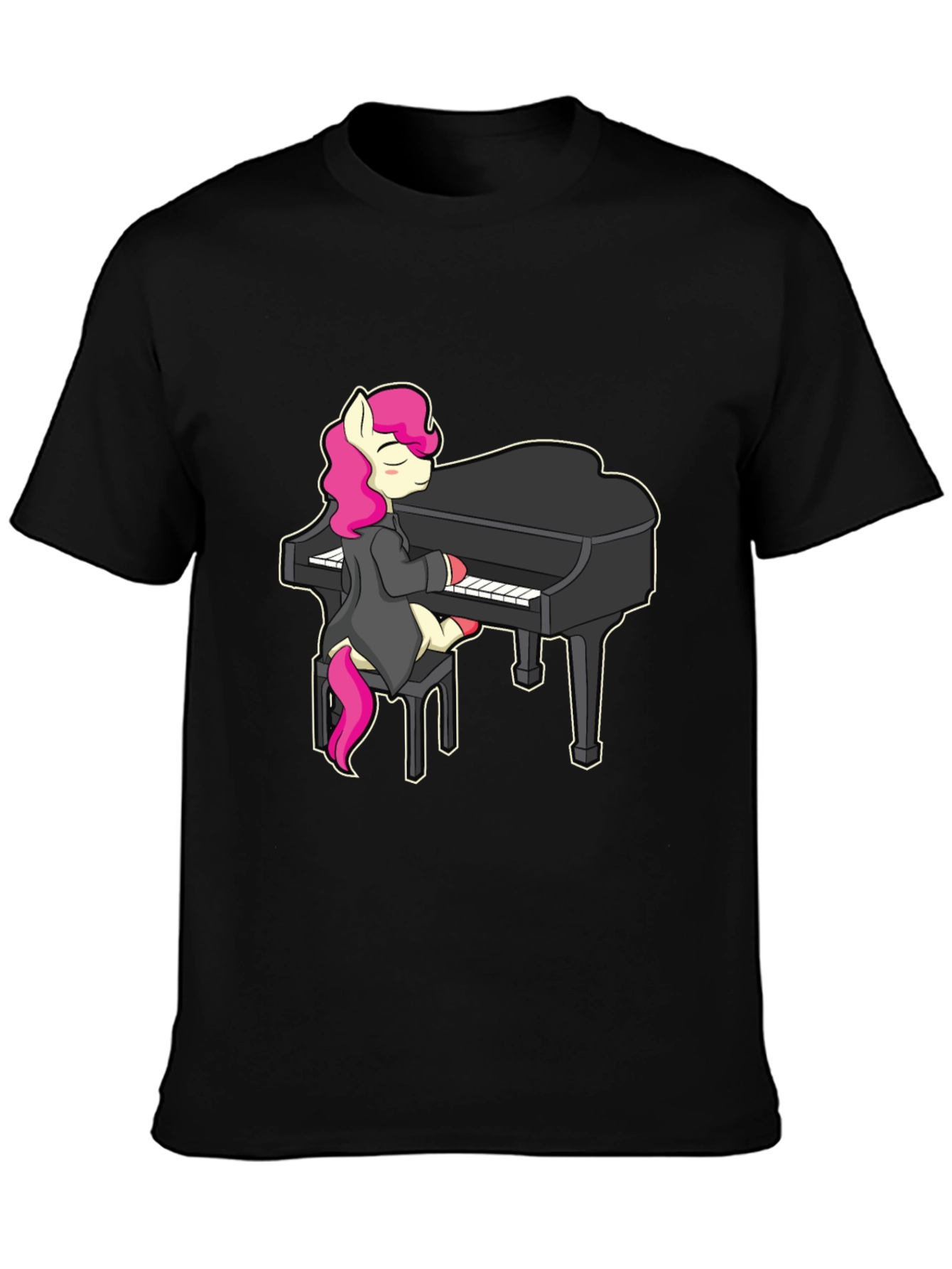 Pony Playing Piano T-Shirt - Cute Cartoon Design