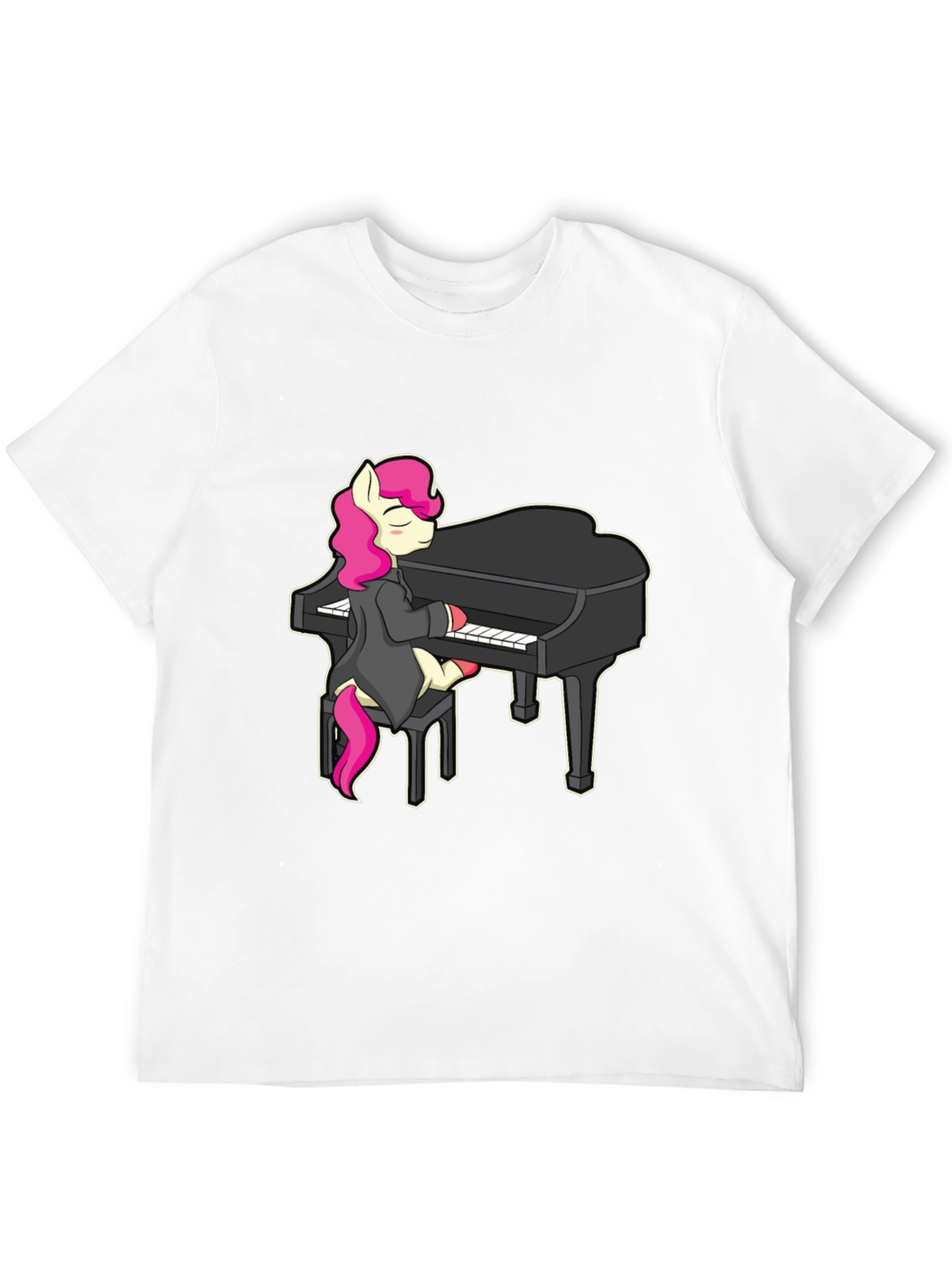 Pony Playing Piano T-Shirt - Cute Cartoon Design
